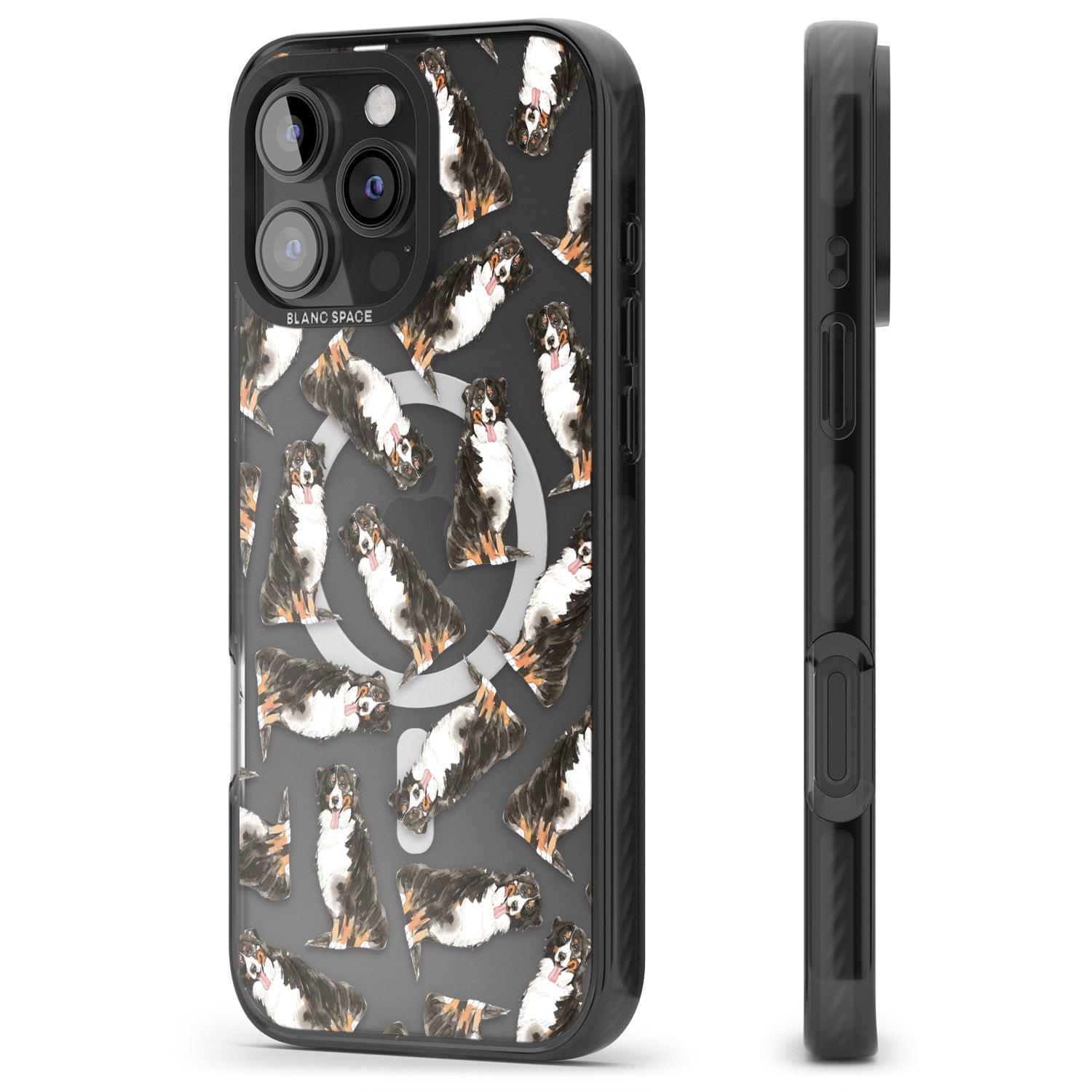 iPhone 16 Pro Max Bernese Mountain Dog Watercolour Dog Pattern Black Impact Phone Case