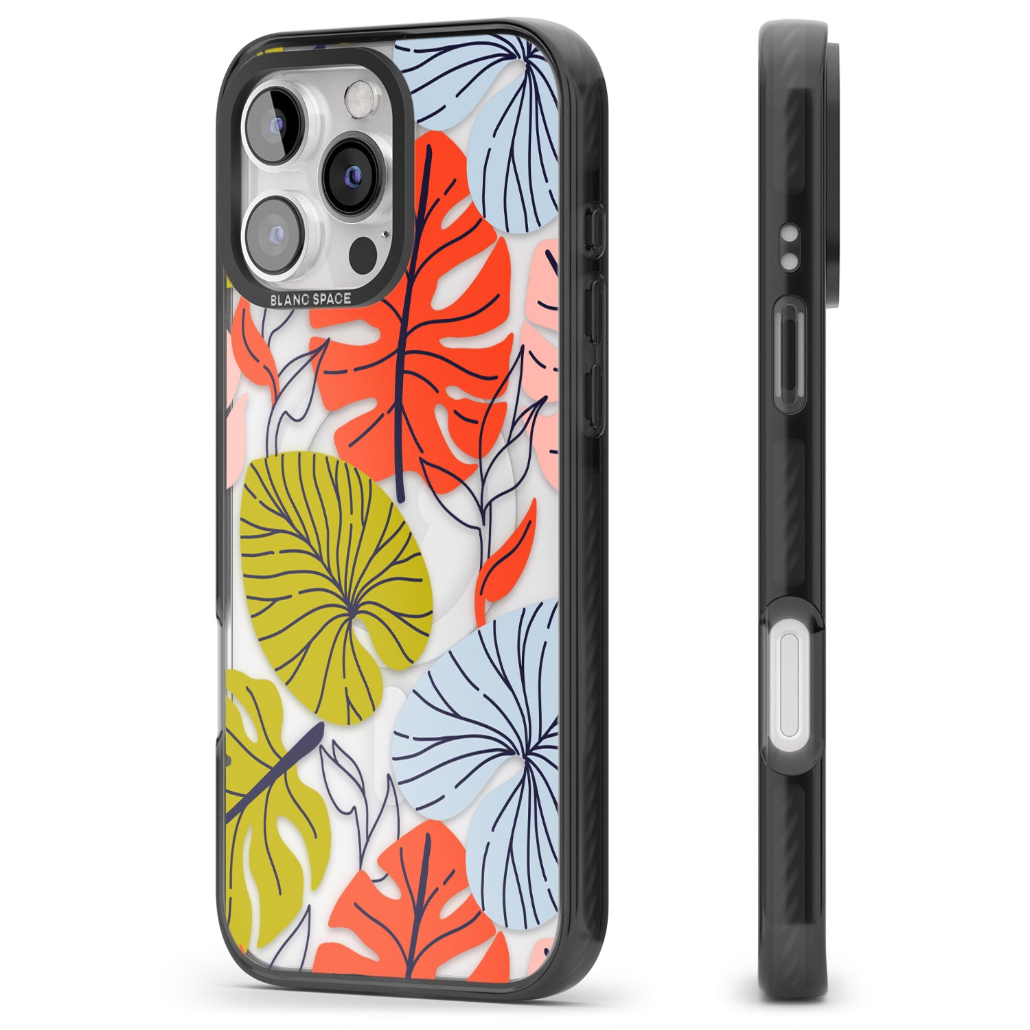 iPhone 16 Pro Max Retro Leaves Black Impact Phone Case