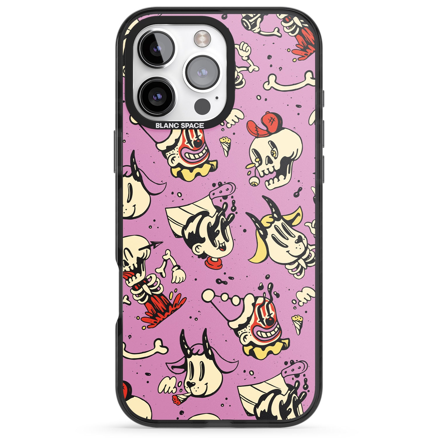 iPhone 16 Pro Max Purple Retro Halloween Pattern Black Impact Phone Case