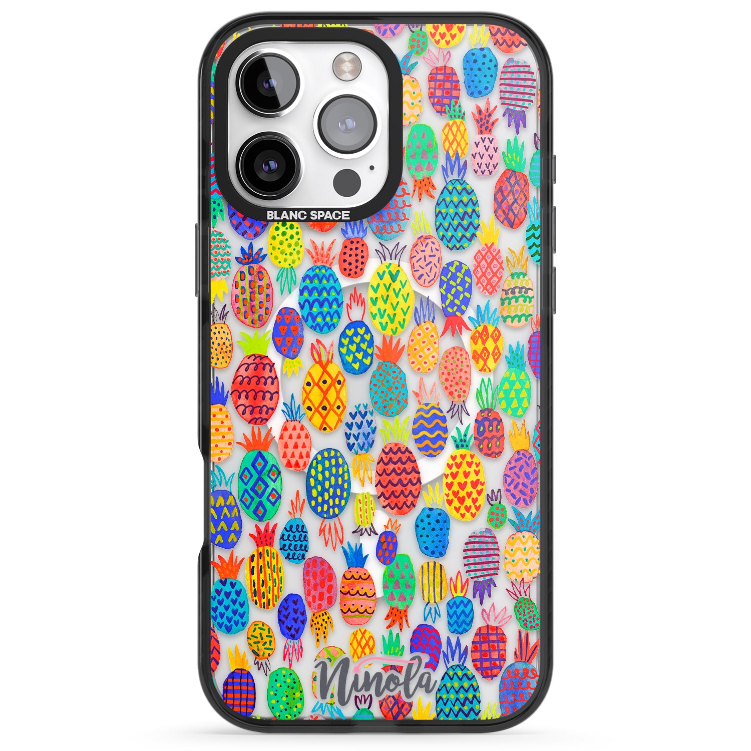 iPhone 16 Pro Max Cute Pineapples Black Impact Phone Case