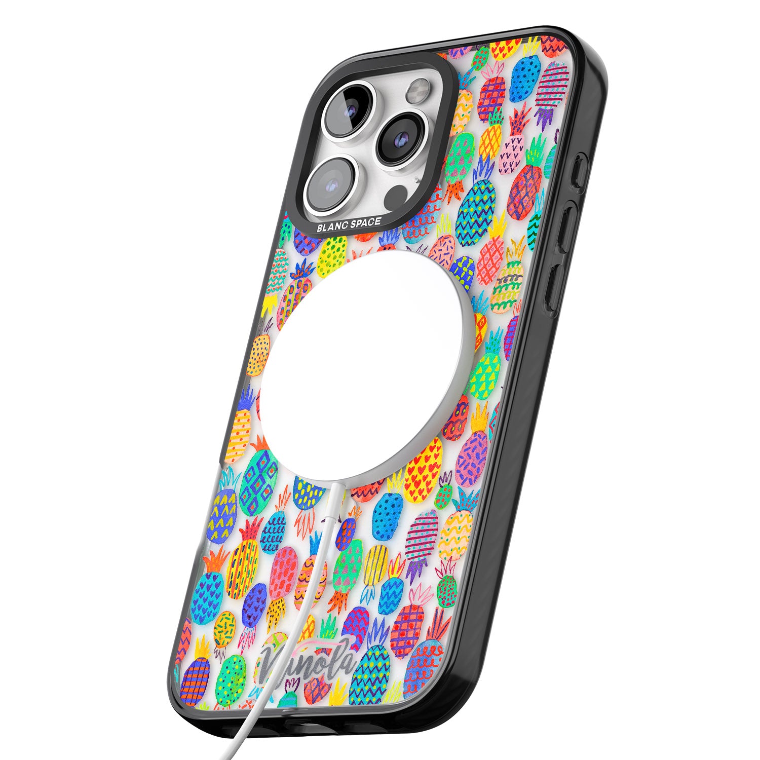 iPhone 16 Pro Max Cute Pineapples Black Impact Phone Case