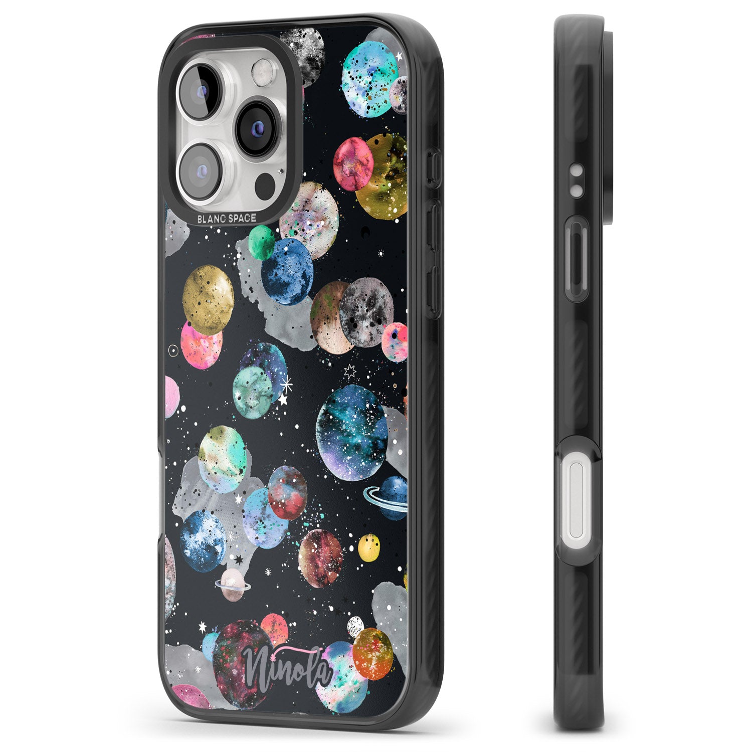 iPhone 16 Pro Max Space Planets Black Impact Phone Case