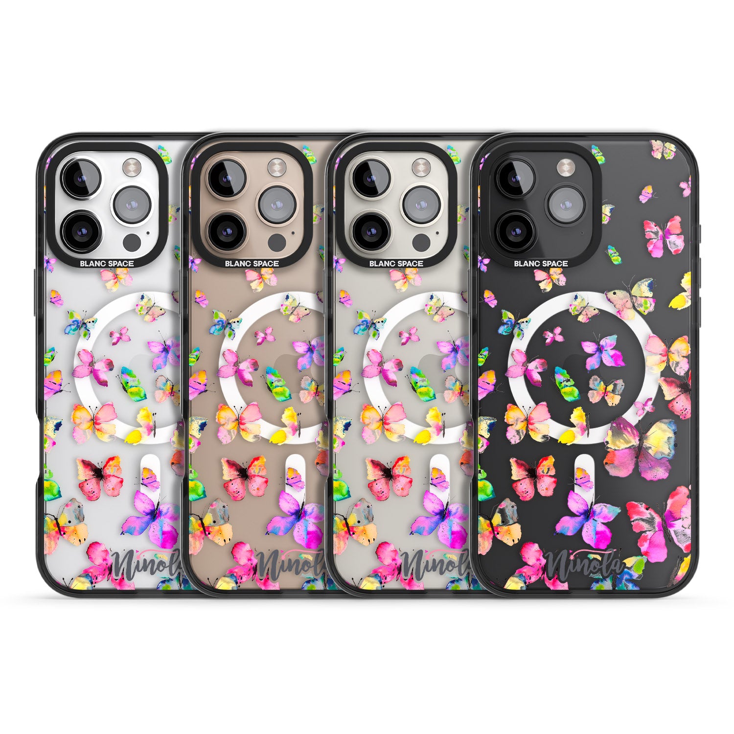 iPhone 16 Pro Max Watercolor Butterflies Black Impact Phone Case