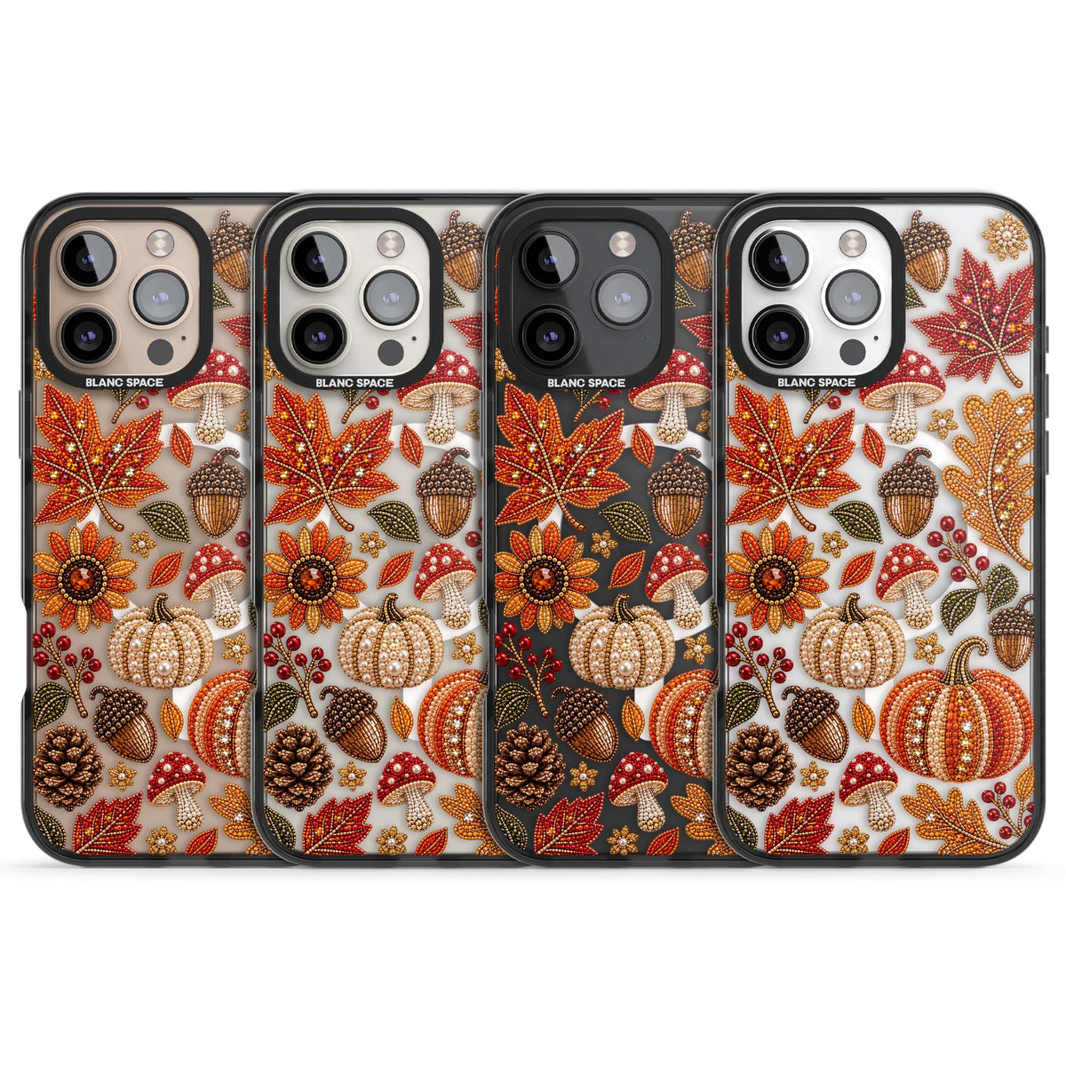 Beaded Autumn iPhone case | Black Impact Magsafe case for iPhone 16 Pro, iPhone 16 Pro Max