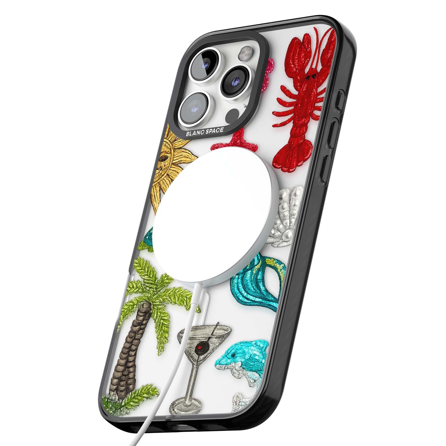 Painted Coastal Pattern coastal iPhone case | Black Impact Magsafe case for iPhone 16 Pro, iPhone 16 Pro Max