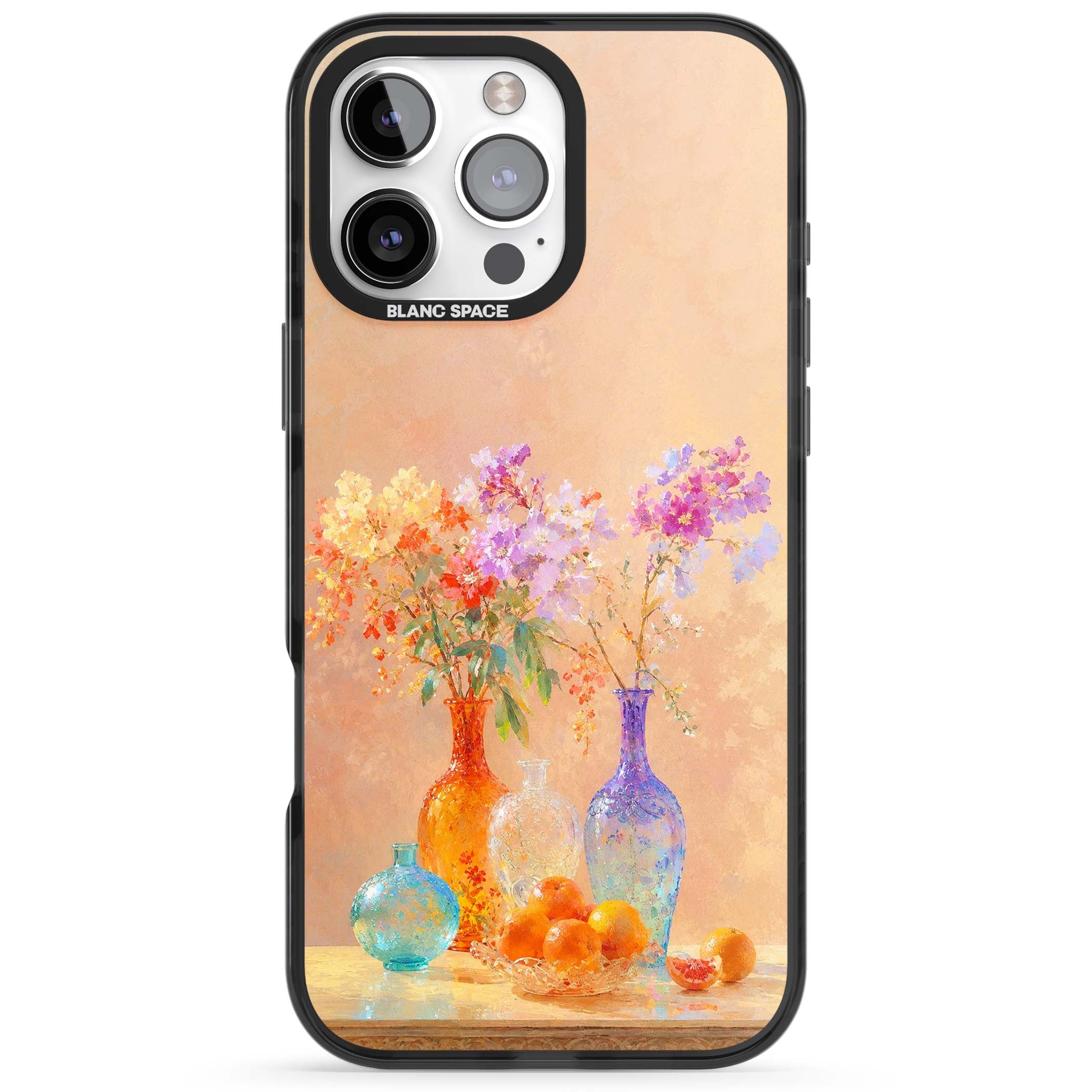Peach Glass art iPhone case | Black Impact Magsafe case for iPhone 16 Pro, iPhone 16 Pro Max