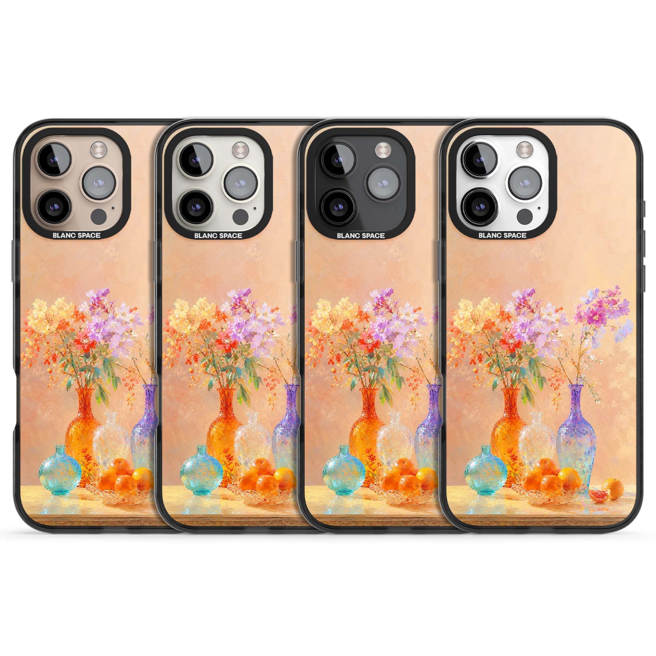 Peach Glass art iPhone case | Black Impact Magsafe case for iPhone 16 Pro, iPhone 16 Pro Max