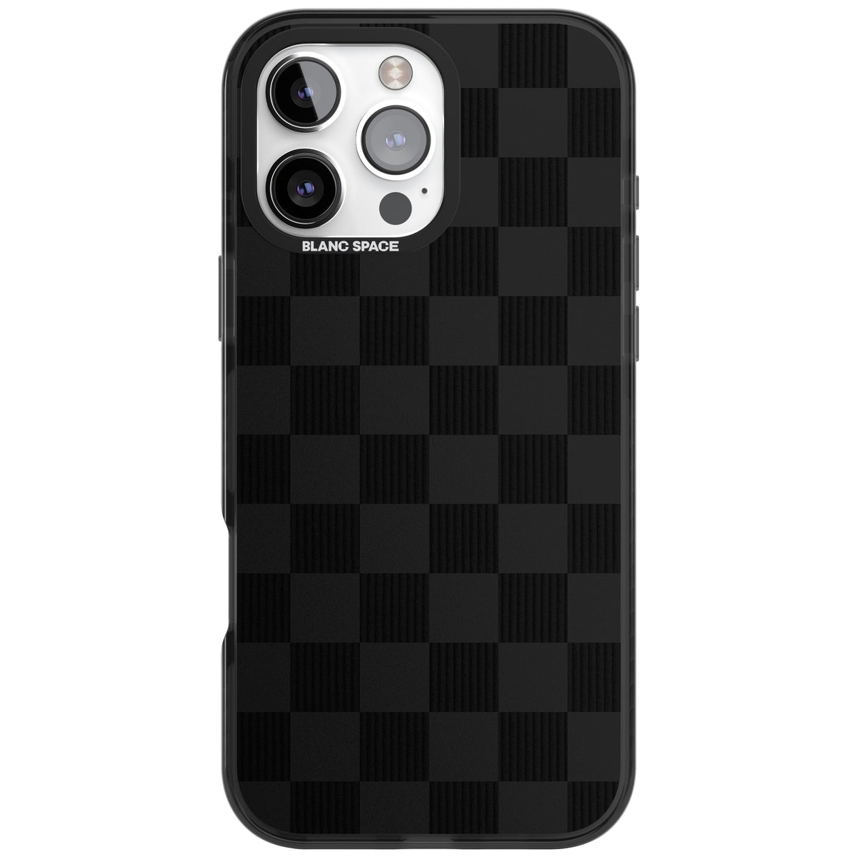 Black Checkered iPhone 16 Pro Max Impact Black Phone Case front