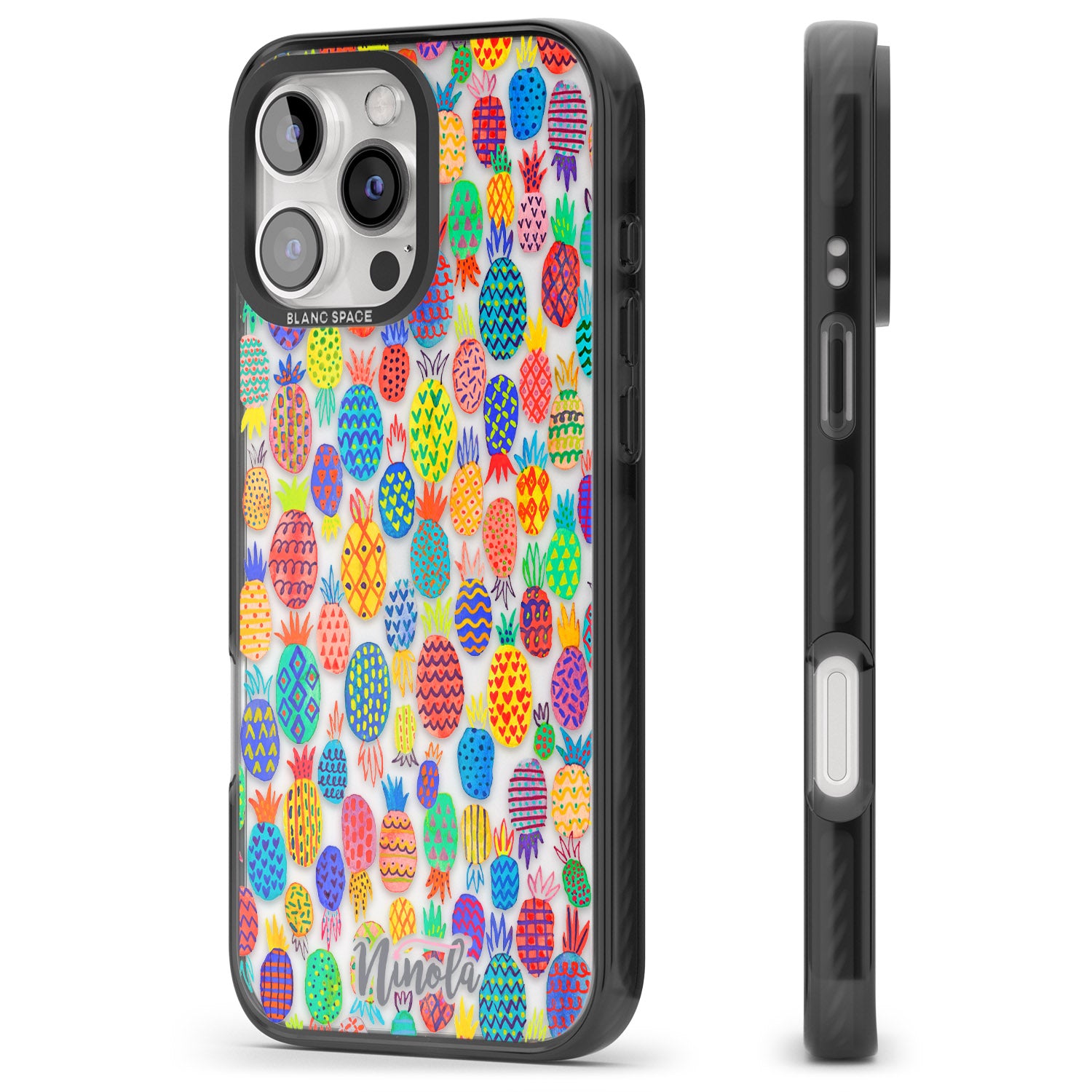 iPhone 16 Pro Max Cute Pineapples Black Impact Phone Case