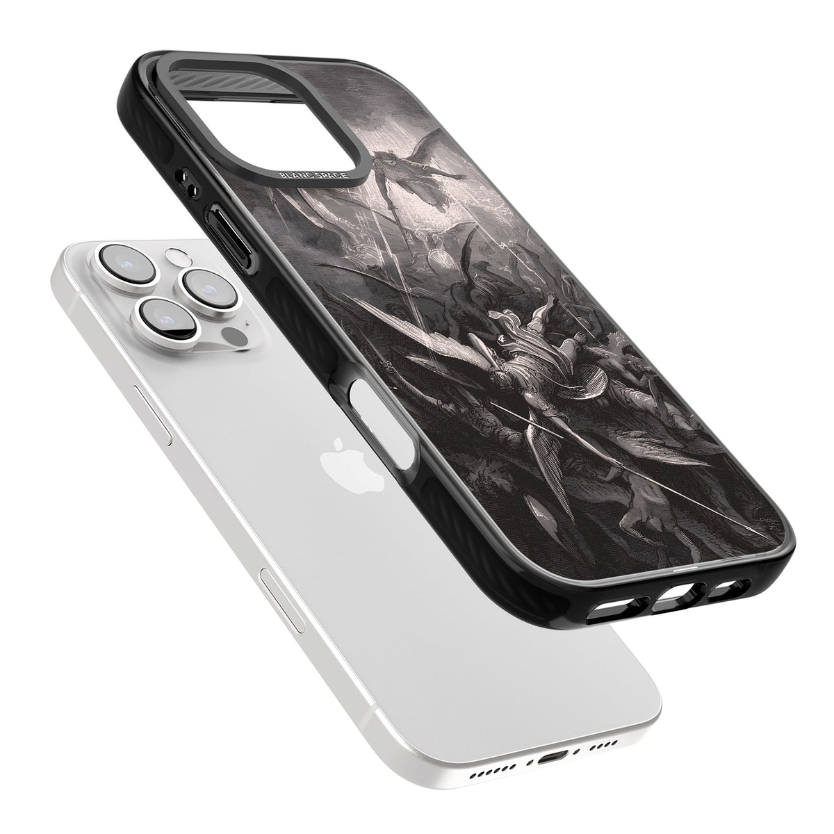 Paradise Lost iPhone 16 Pro / iPhone 16 Pro Max Impact Black Phone Case angled