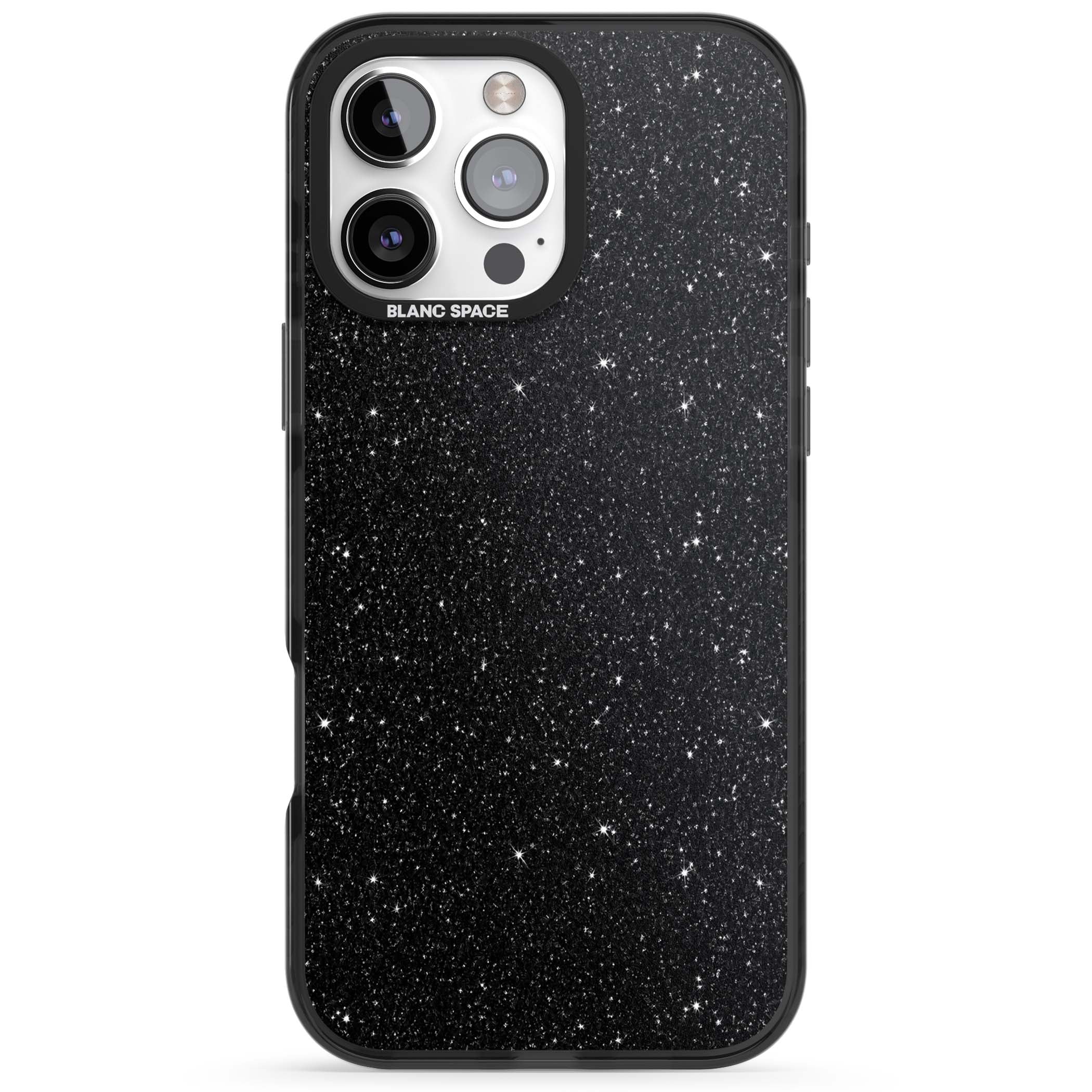 Black Glitter black glitter iPhone case featuring an all-over sparkly shimmer pattern on a jet black base | Black Impact case for iPhone 16 Pro, iPhone 16 Pro Max
