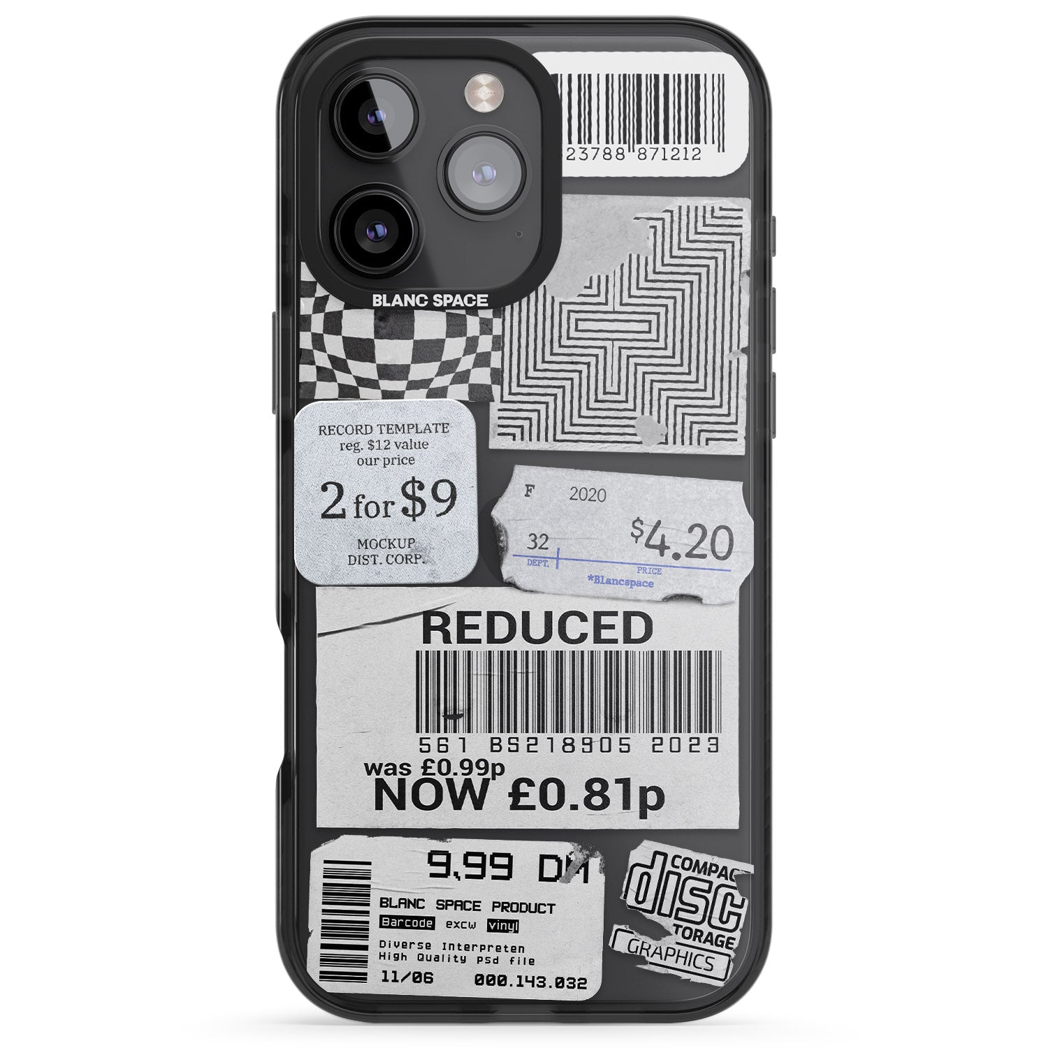iPhone 16 Pro Max White Sticker Mix Black Impact Phone Case