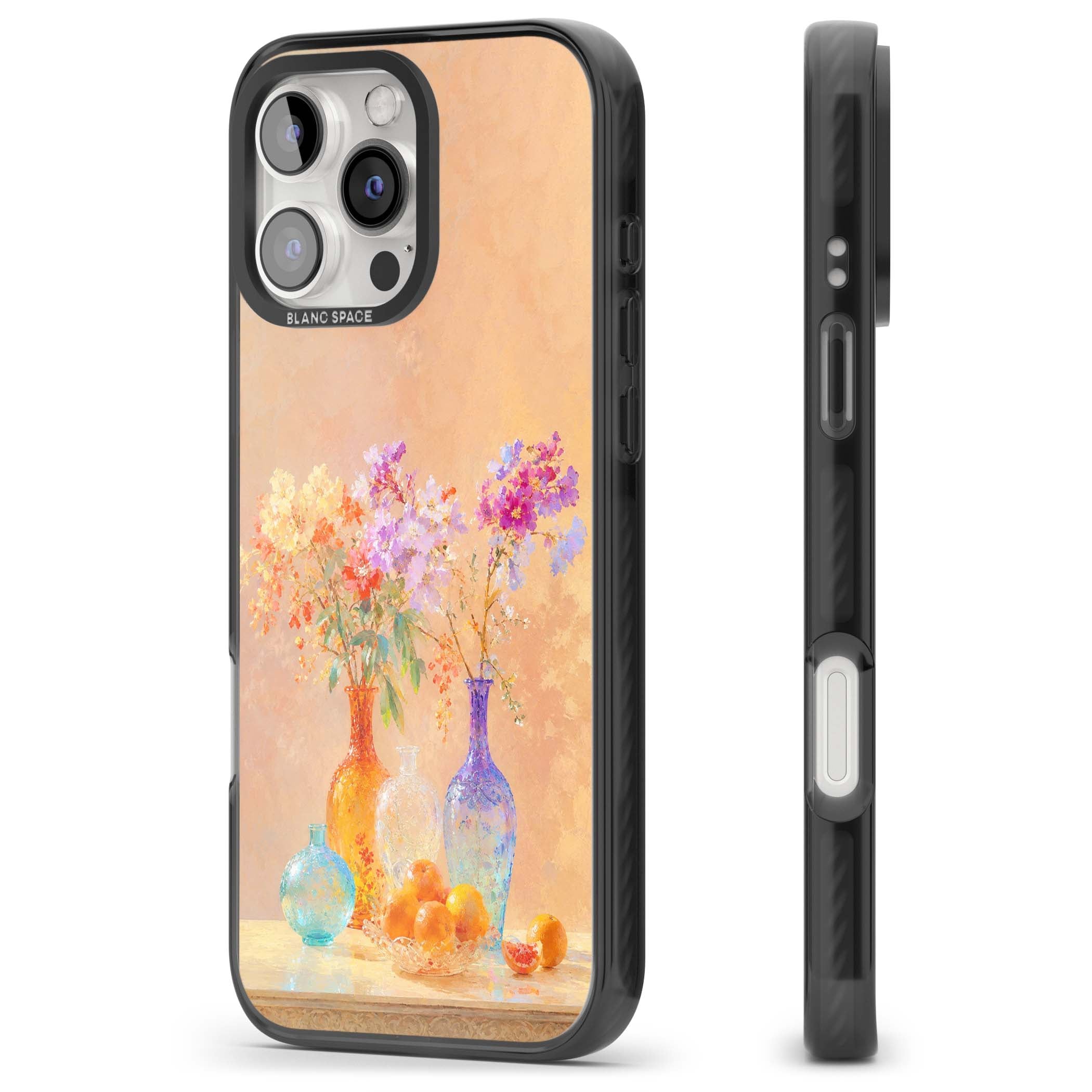 Peach Glass art iPhone case | Black Impact case for iPhone 16 Pro, iPhone 16 Pro Max