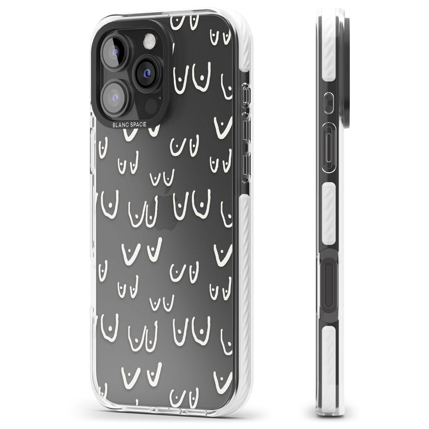 iPhone 16 Pro Max Free the boob (White) Black Impact Phone Case