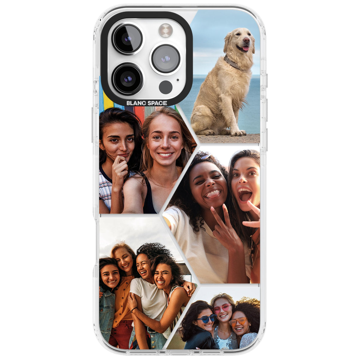 Personalised Beehive Photo Grid iPhone 16 Pro Max Impact Clear Phone Case front
