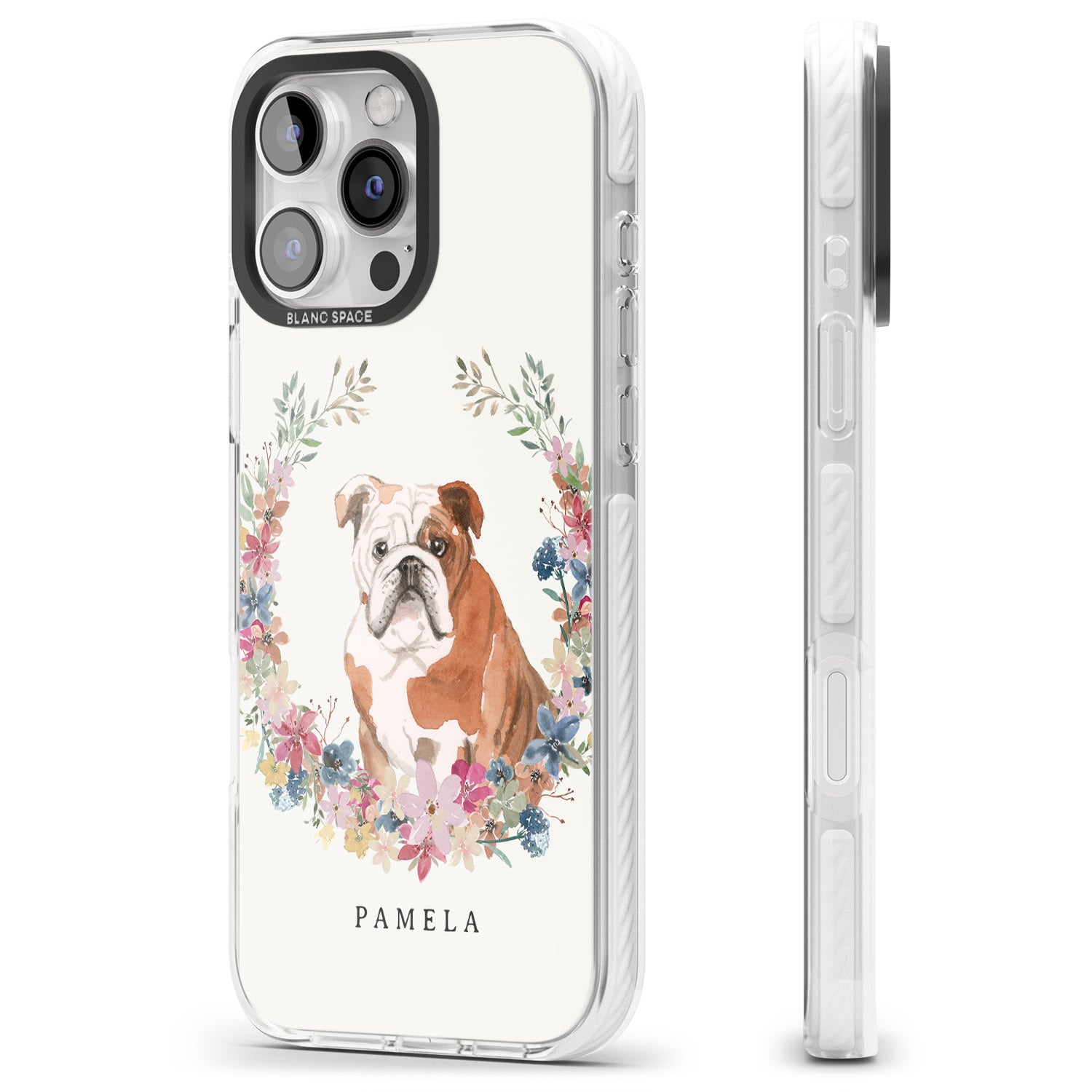 iPhone 16 Pro Max Personalised English Bulldog - Watercolour Dog Portrait Black Impact Phone Case