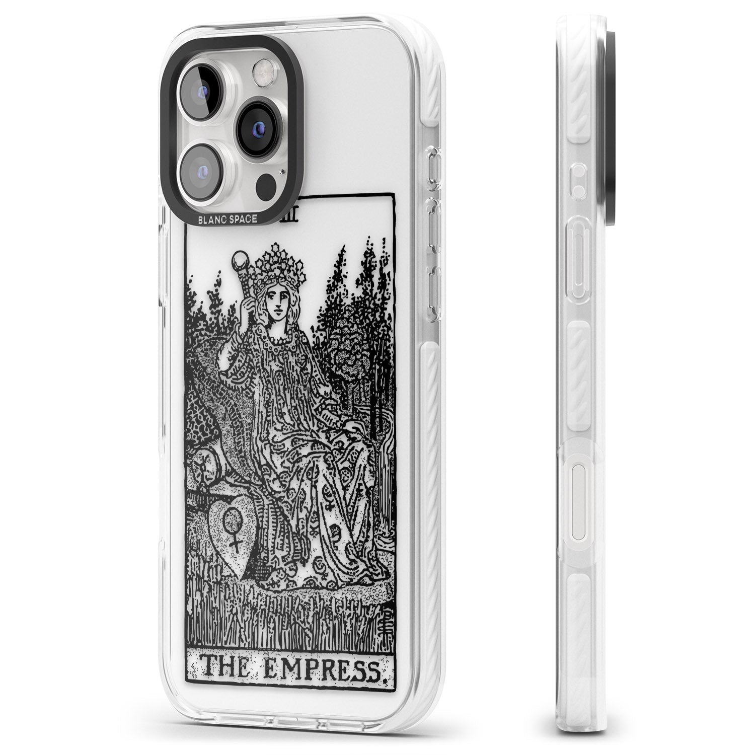 iPhone 16 Pro Max Personalised The Empress Tarot Card - Transparent Black Impact Phone Case
