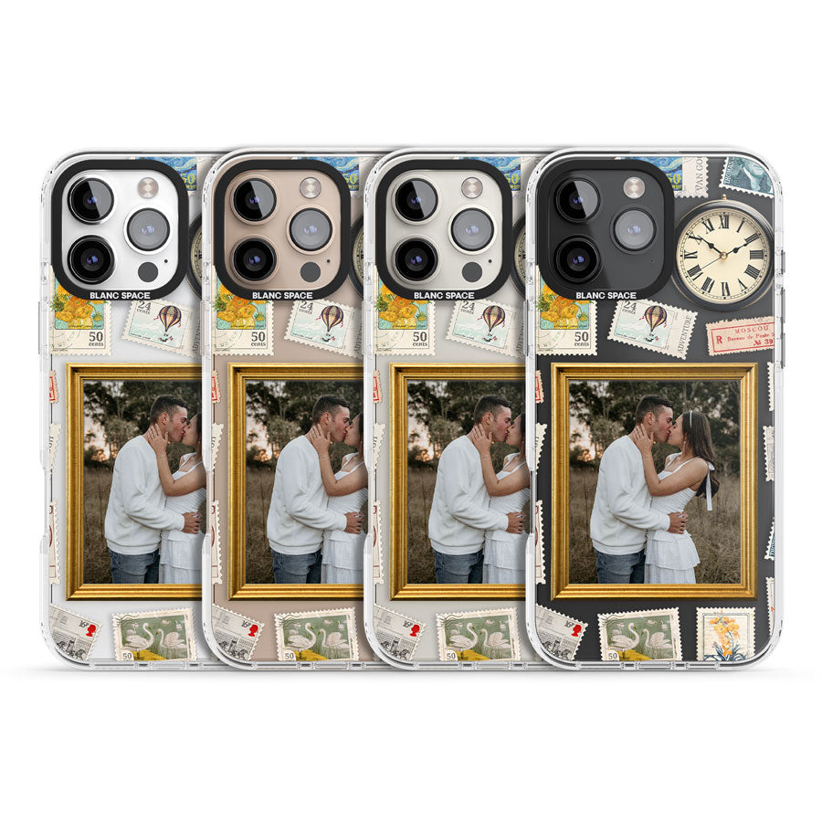 Personalised Vintage Photo Frame Collage Impact Phone Case for iPhone 16 Pro, iPhone 16 Pro Max