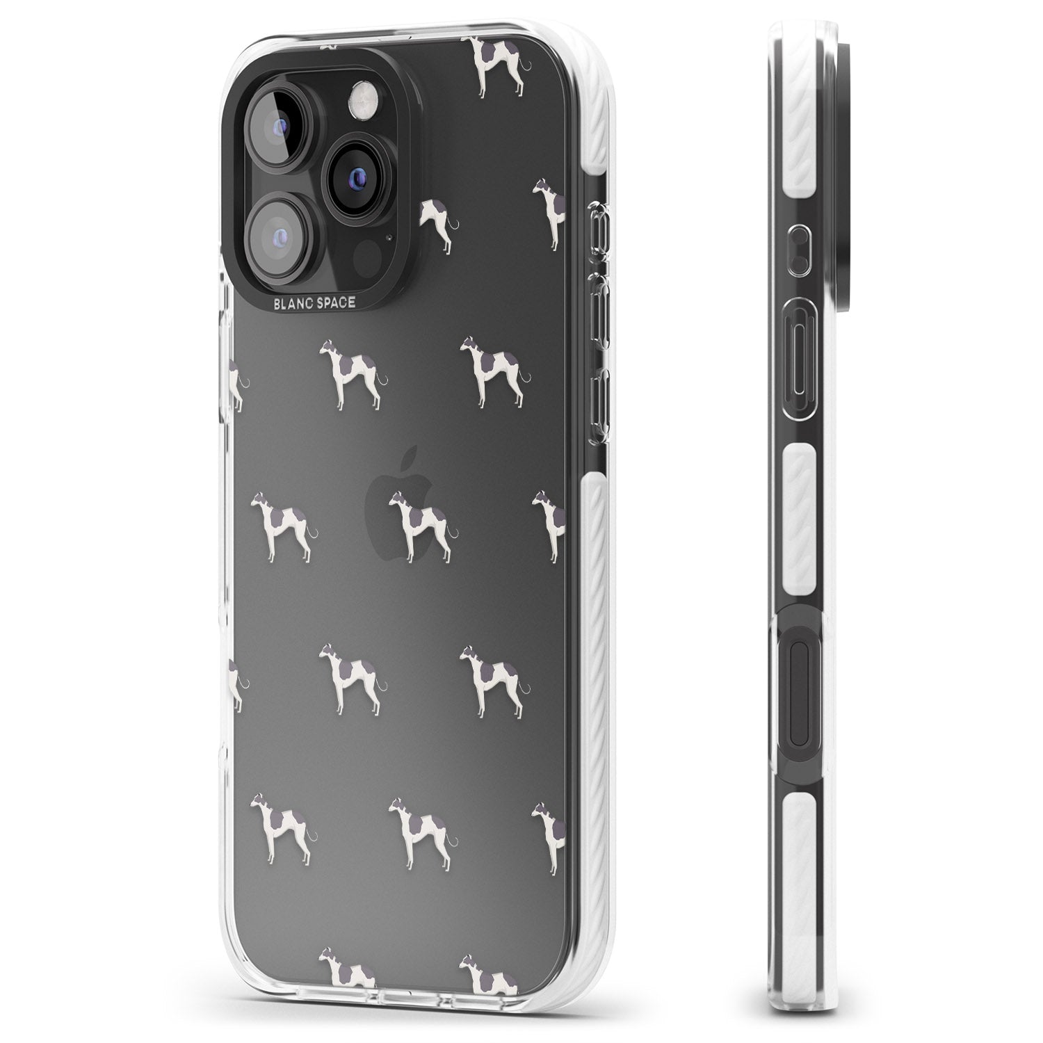 iPhone 16 Pro Max Greyhound Dog Pattern Clear Black Impact Phone Case