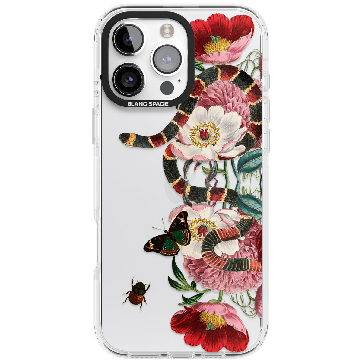 Floral Snake iPhone 16 Pro Max Impact Clear Phone Case front