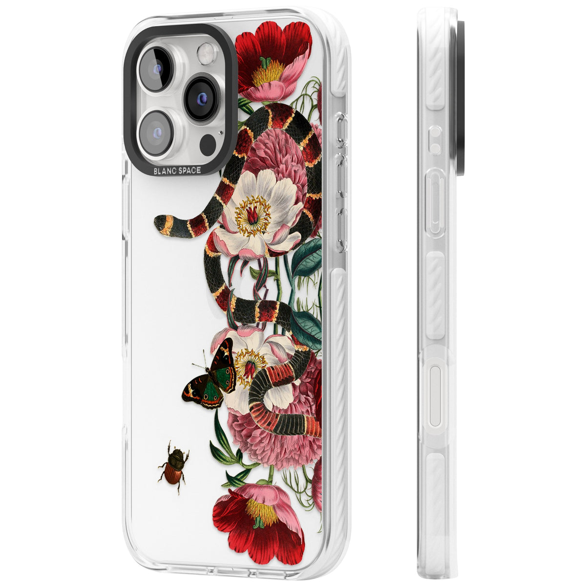Floral Snake iPhone 16 Pro / iPhone 16 Pro Max Impact Clear Phone Case side