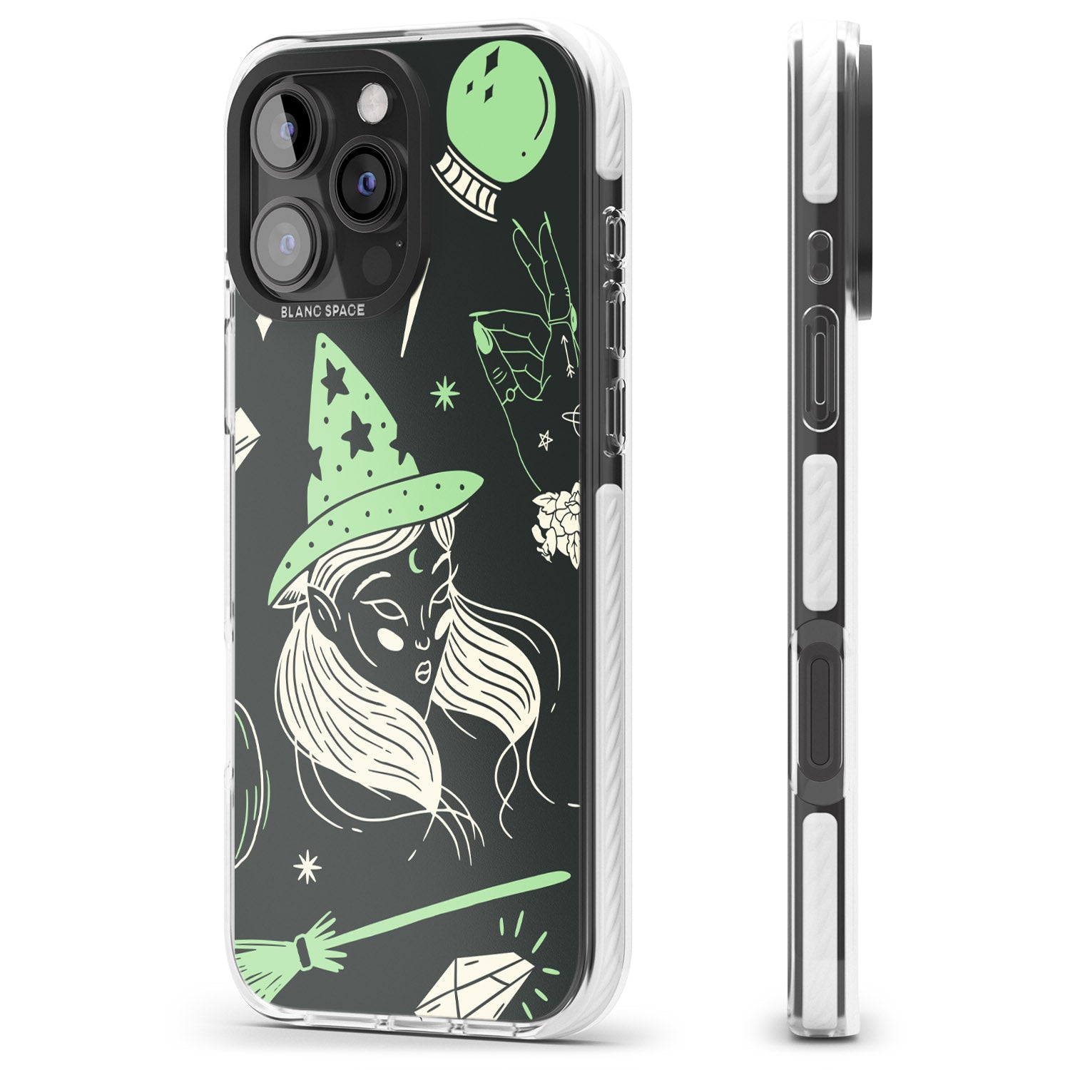 iPhone 16 Pro Max Astrology Witch Pattern Black Impact Phone Case