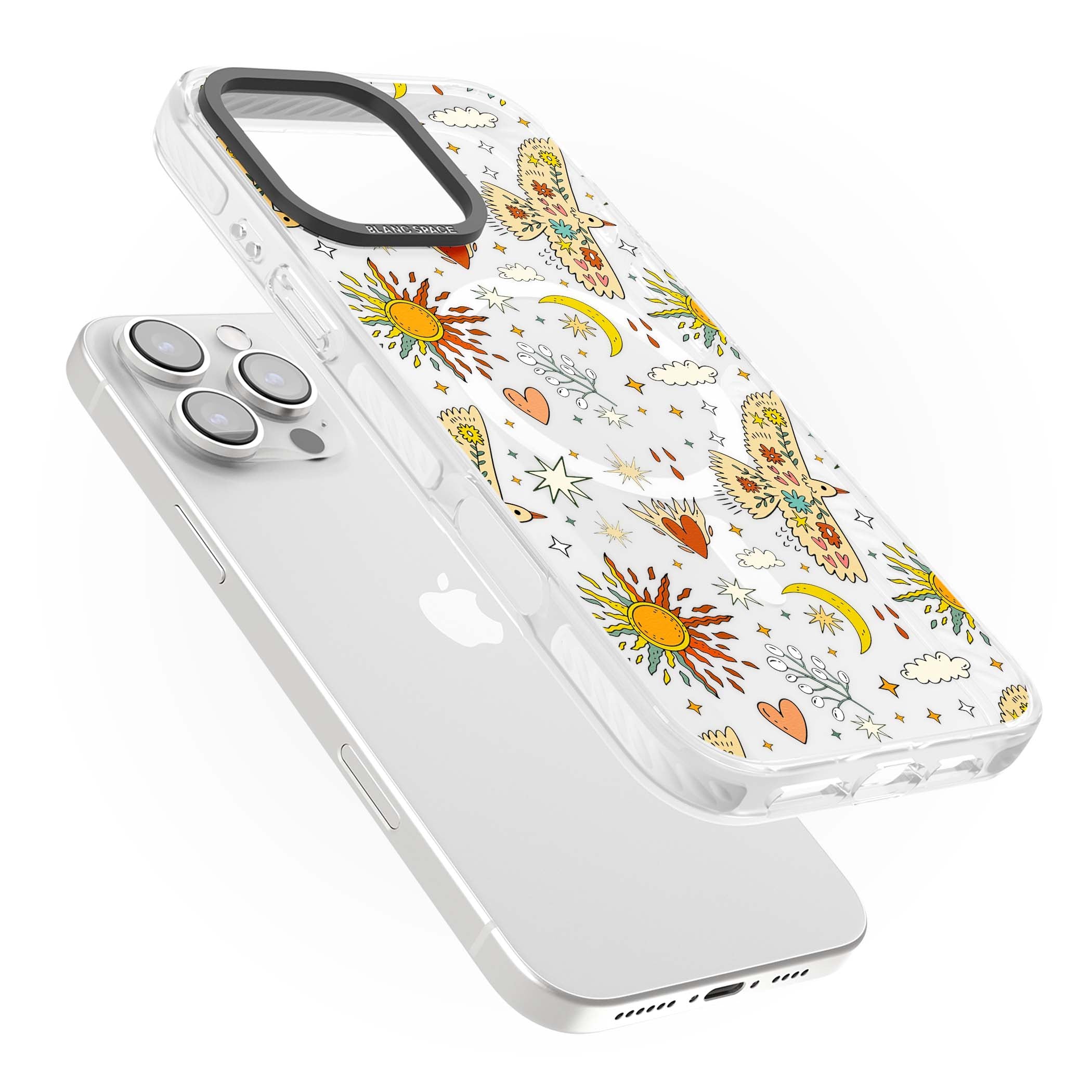 Elevate Your Phone'S Style With This Boho Celestial Sun & Eye Phone Case, Featuring A Mystical Blend Of Suns, All-Seeing Eyes, Butterflies, Stars, And