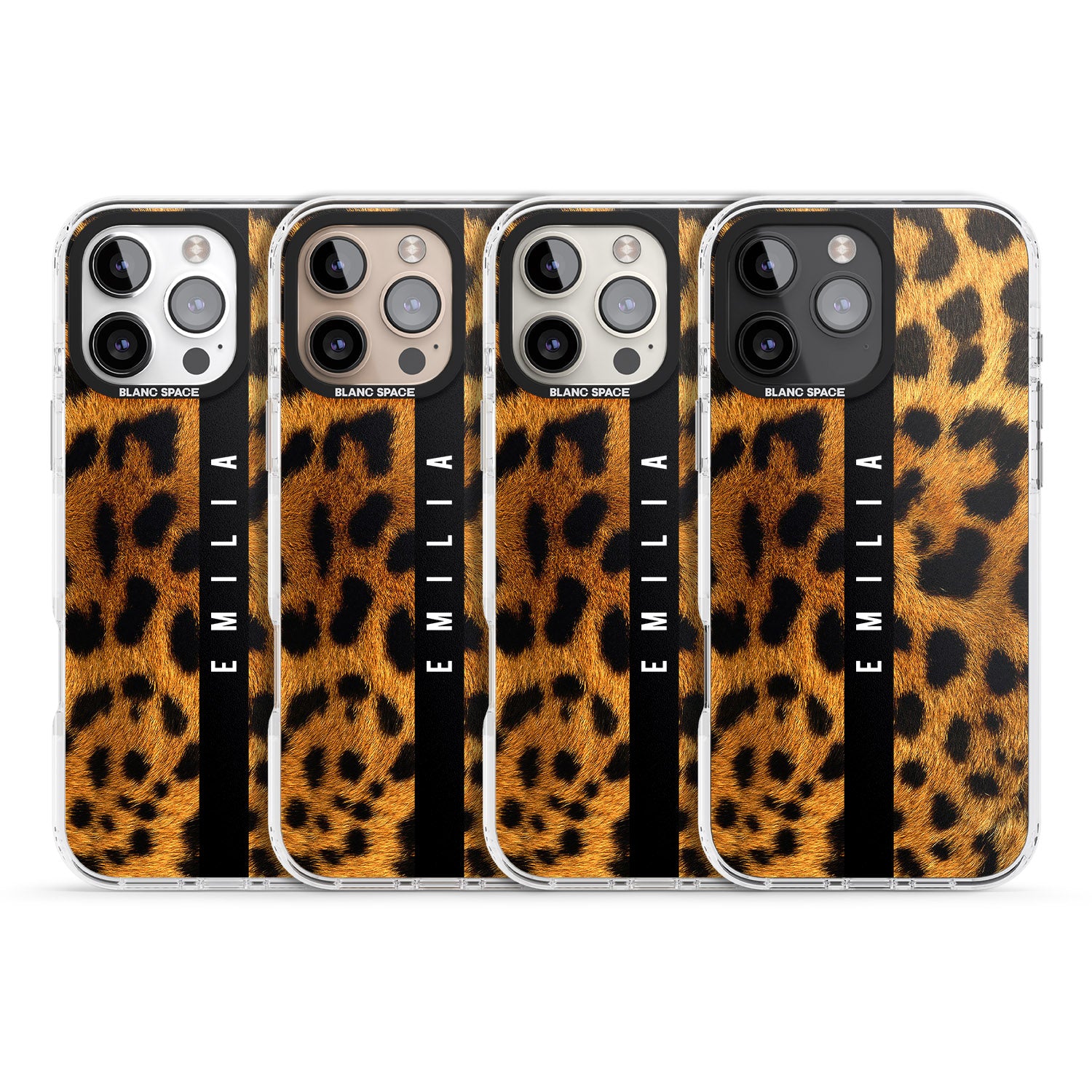 iPhone 16 Pro Max Personalised Leopard Print Black Impact Phone Case