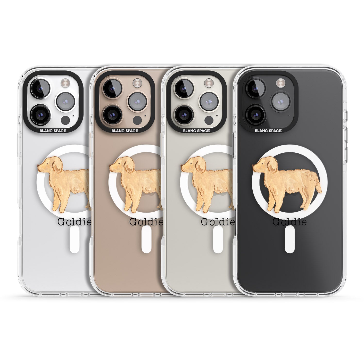 iPhone 16 Pro Max Personalised Hand Painted Goldendoodle Black Impact Phone Case