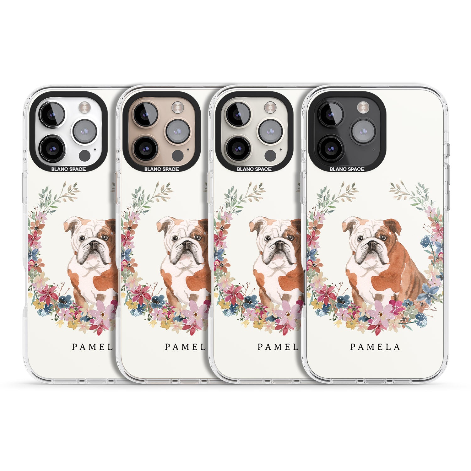 iPhone 16 Pro Max Personalised English Bulldog - Watercolour Dog Portrait Black Impact Phone Case