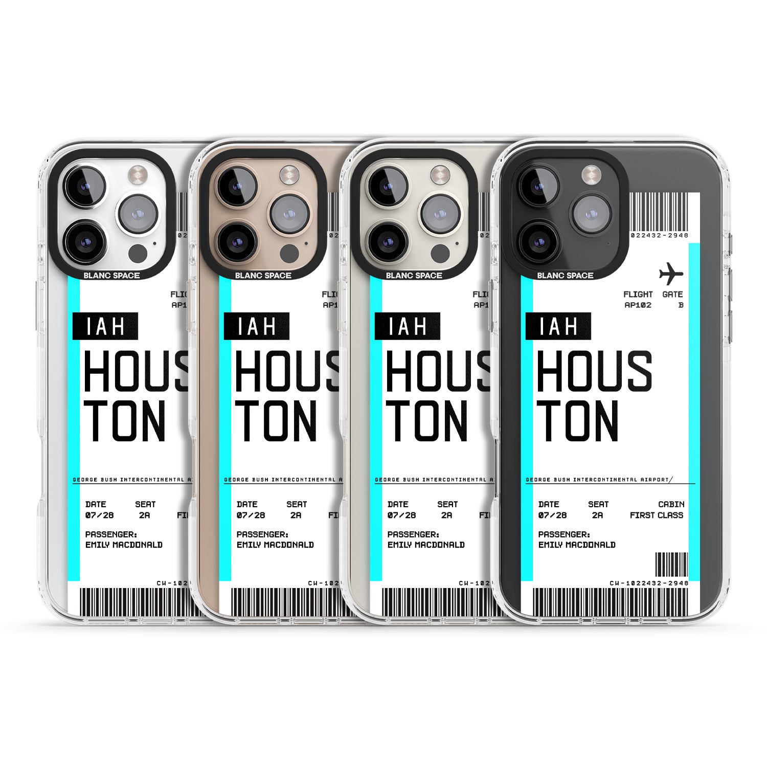 iPhone 16 Pro Max Personalised Houston Boarding Pass Black Impact Phone Case