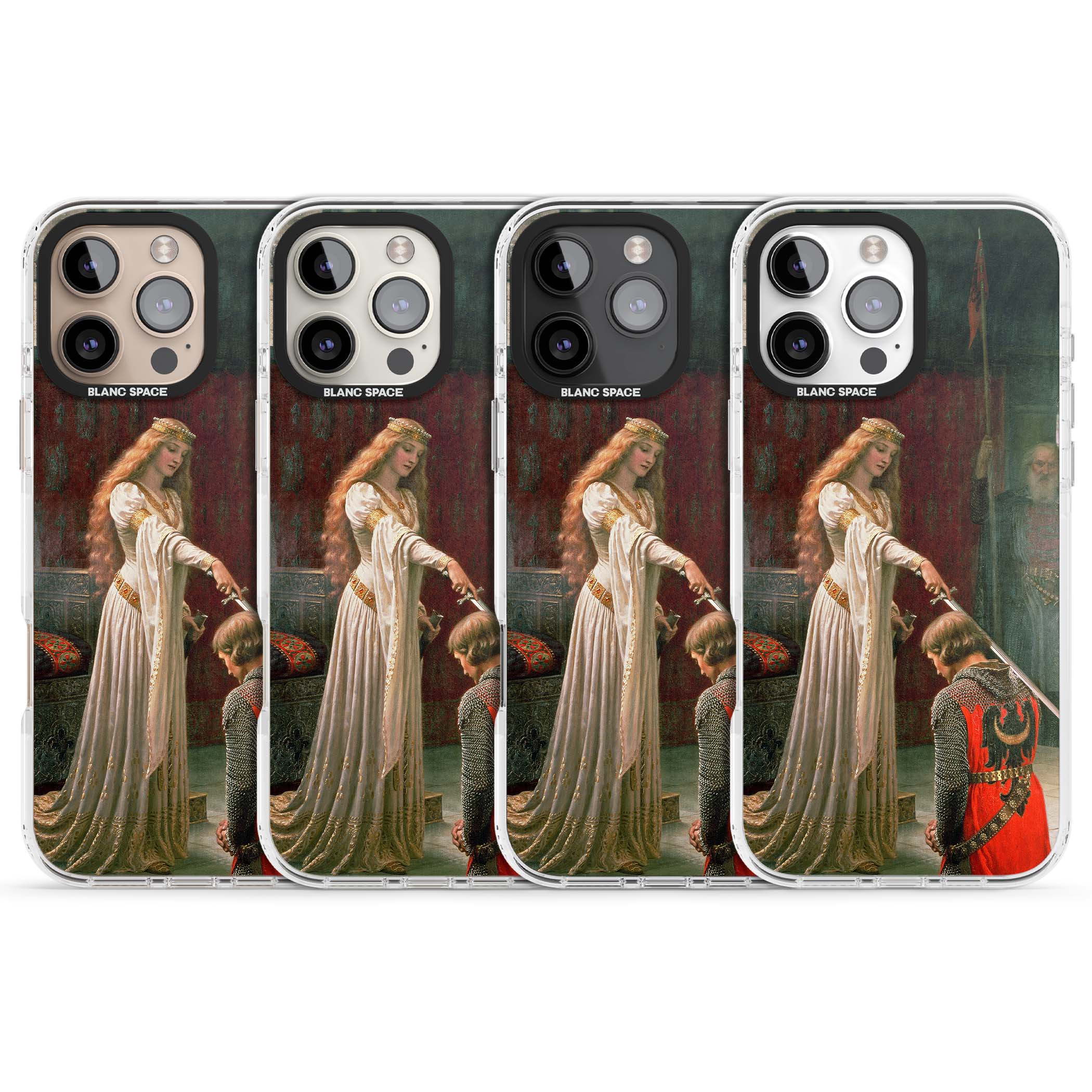 The Accolade renaissance art iPhone case featuring Edmund Blair Leighton's painting of a queen knighting a kneeling knight | Impact Magsafe case for iPhone 16 Pro, iPhone 16 Pro Max