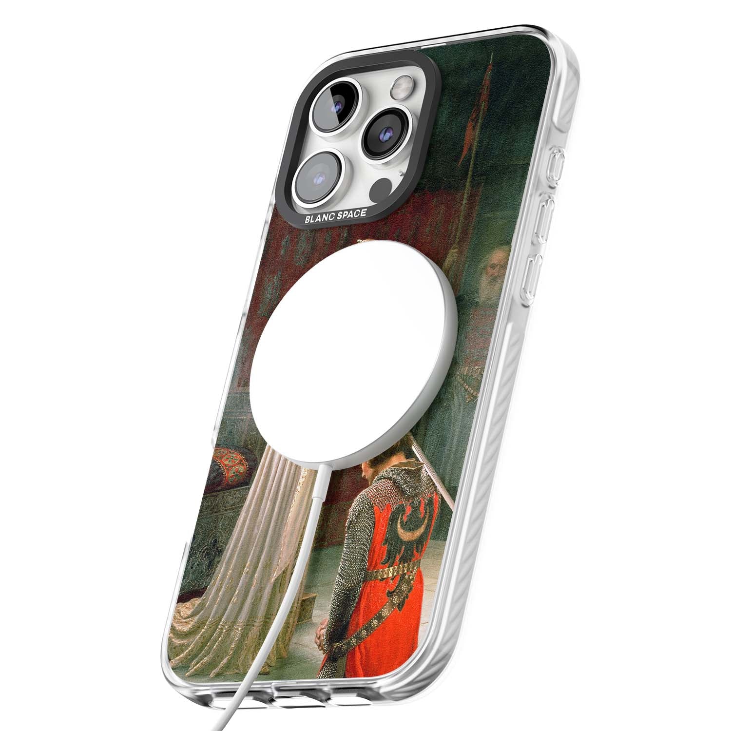 The Accolade renaissance art iPhone case featuring Edmund Blair Leighton's painting of a queen knighting a kneeling knight | Impact Magsafe case for iPhone 16 Pro, iPhone 16 Pro Max
