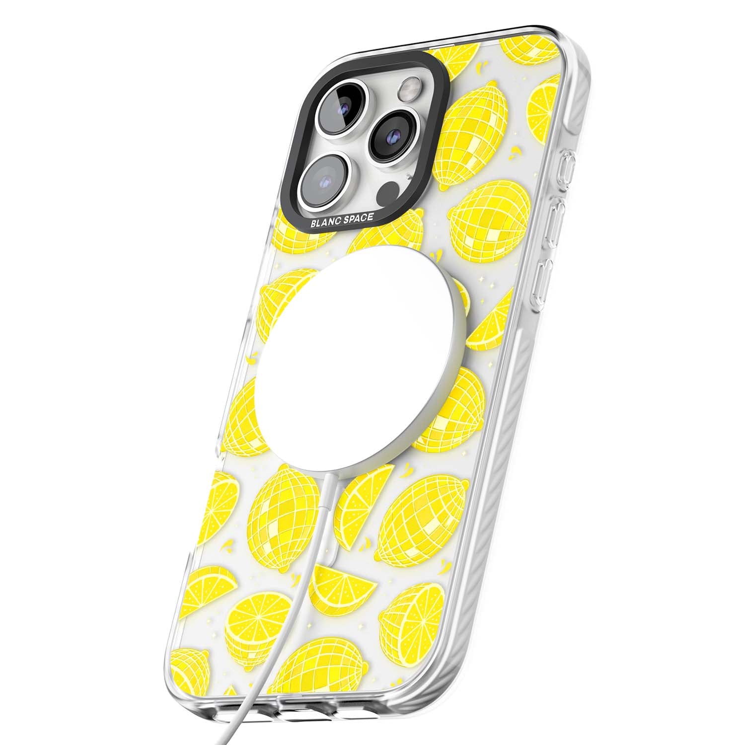 Disco Lemons citrus iPhone case featuring mirrorball lemons, sliced fruit and sparkle accents | Impact Magsafe case for iPhone 16 Pro, iPhone 16 Pro Max
