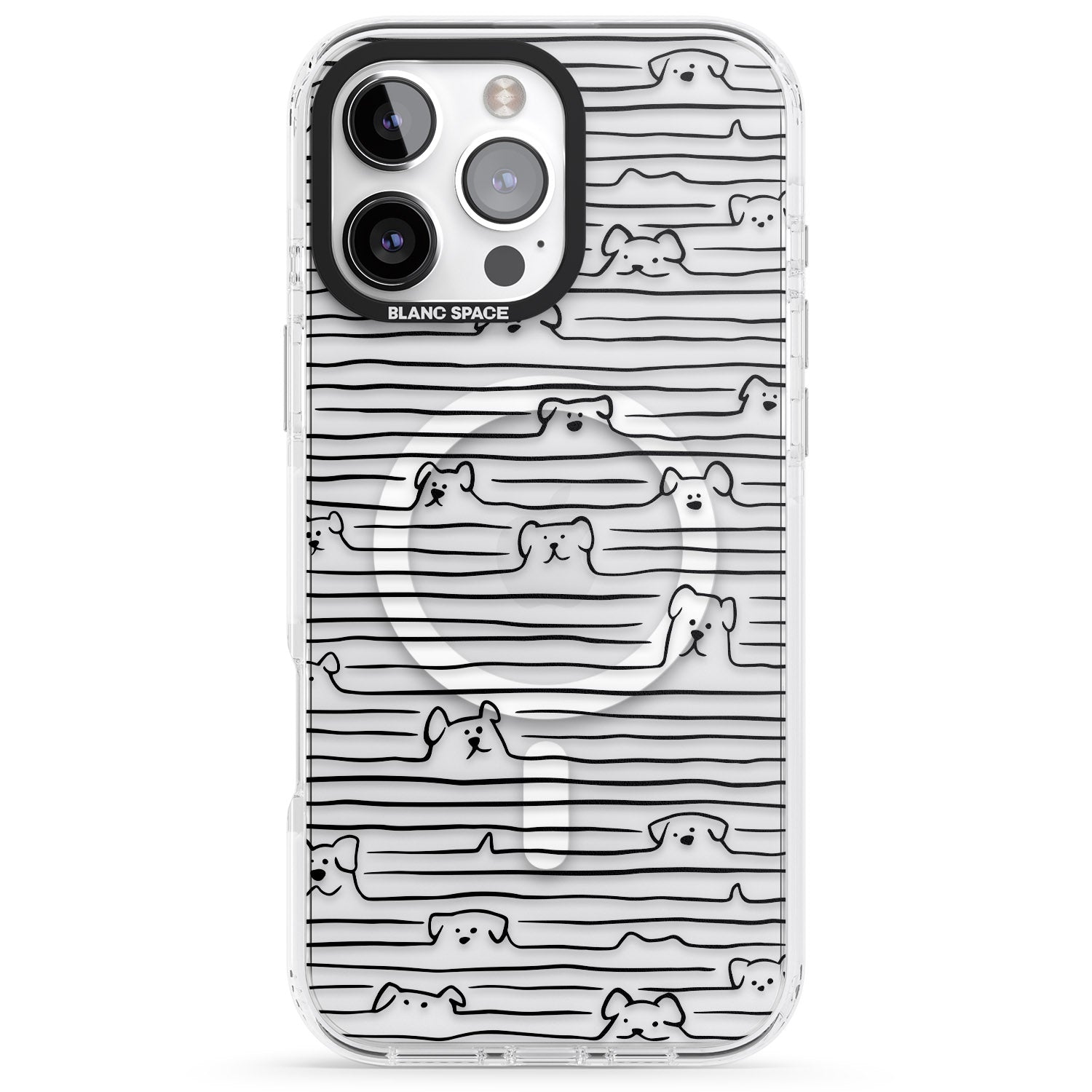 iPhone 16 Pro Max Dog Line Art - Black Black Impact Phone Case