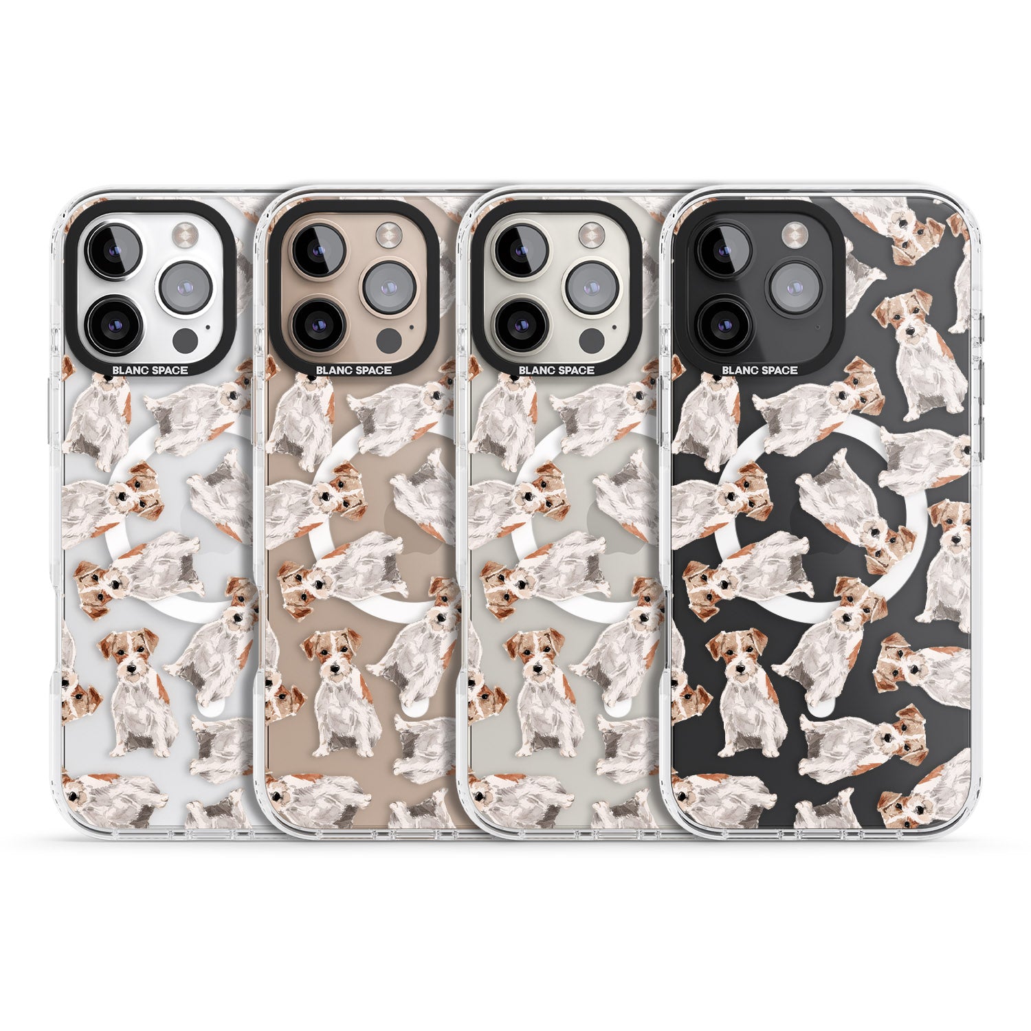 iPhone 16 Pro Max Wirehaired Jack Russell Watercolour Dog Pattern Black Impact Phone Case