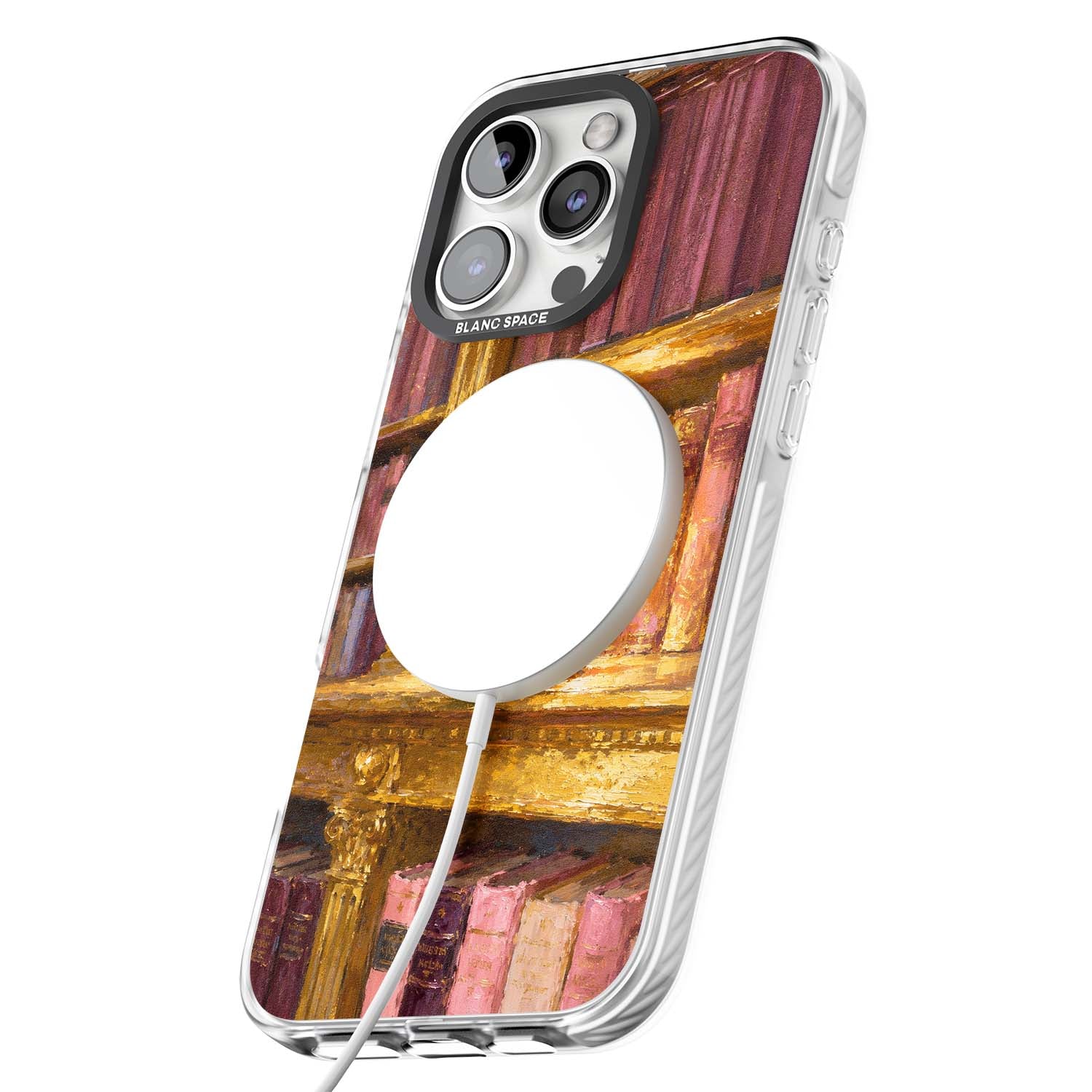 Gilded Library dark academia iPhone case featuring an oil painted crystal ball on a gilded library shelf with vintage | Impact Magsafe case for iPhone 16 Pro, iPhone 16 Pro Max