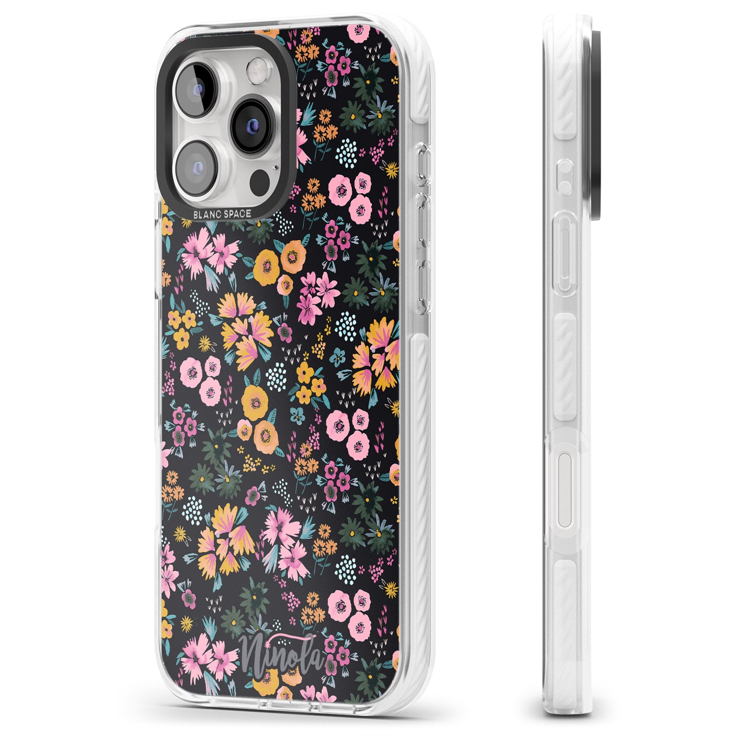 iPhone 16 Pro Max Little Flowers Black Impact Phone Case