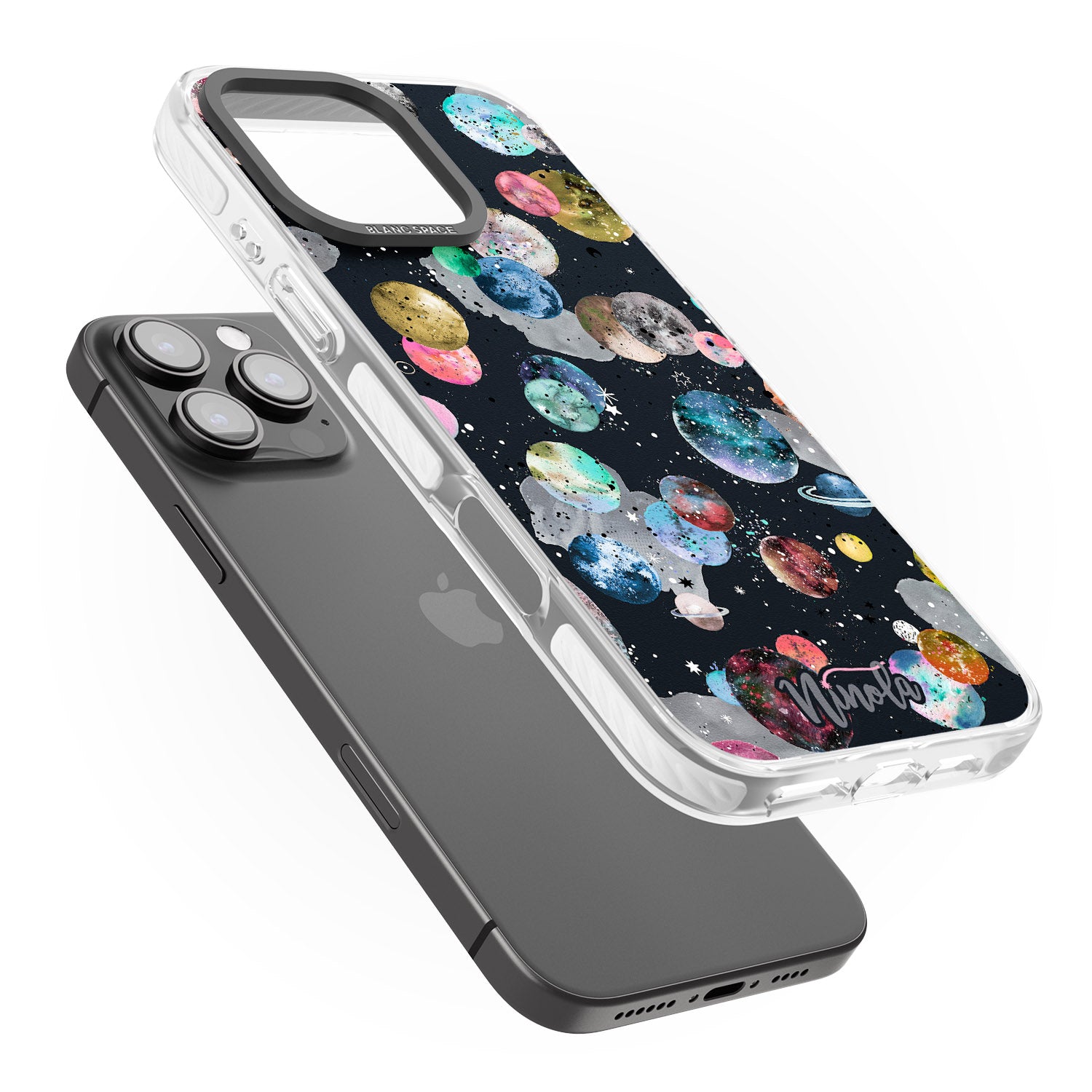 iPhone 16 Pro Max Space Planets Black Impact Phone Case