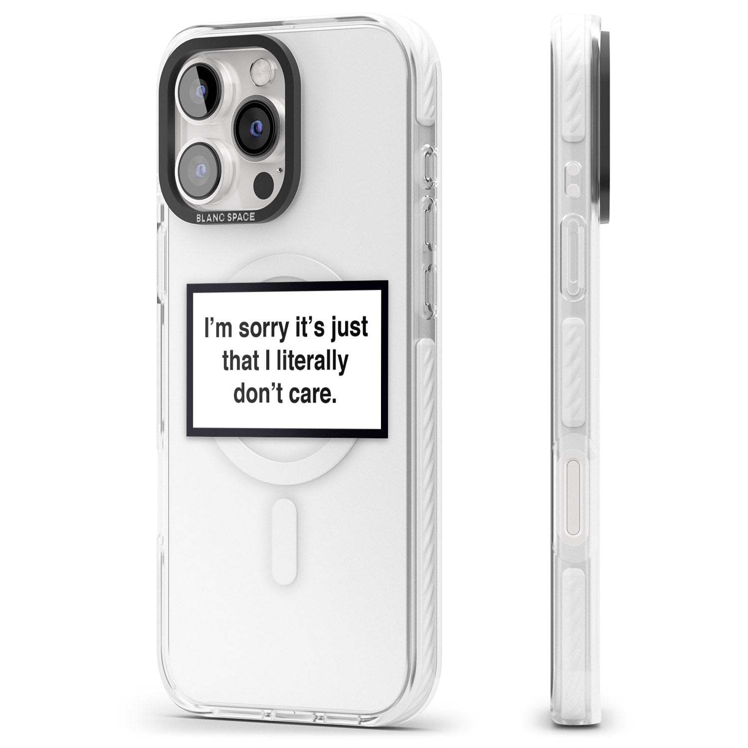 iPhone 16 Pro Max I Literally Don't Care Black Impact Phone Case