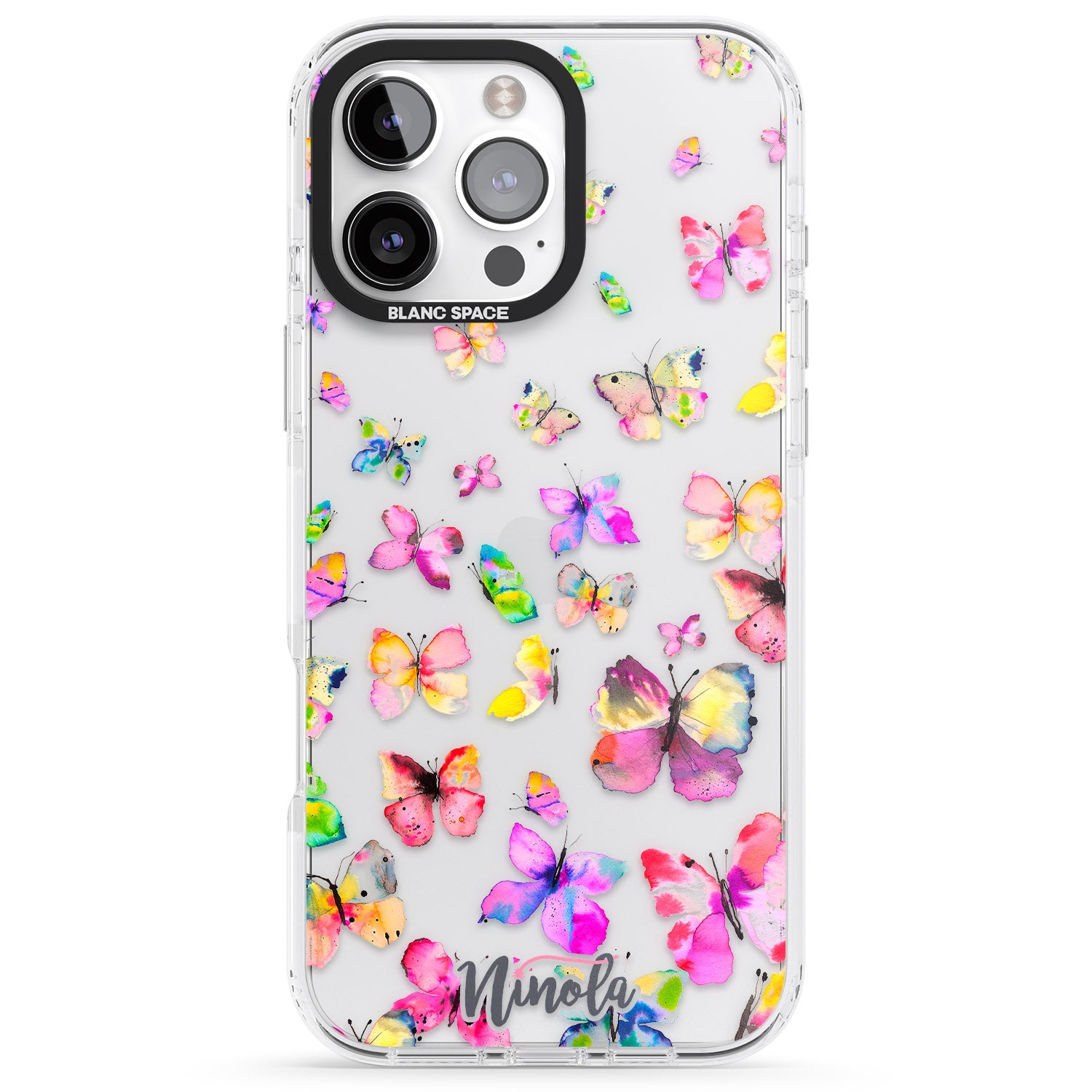 iPhone 16 Pro Max Watercolor Butterflies Black Impact Phone Case