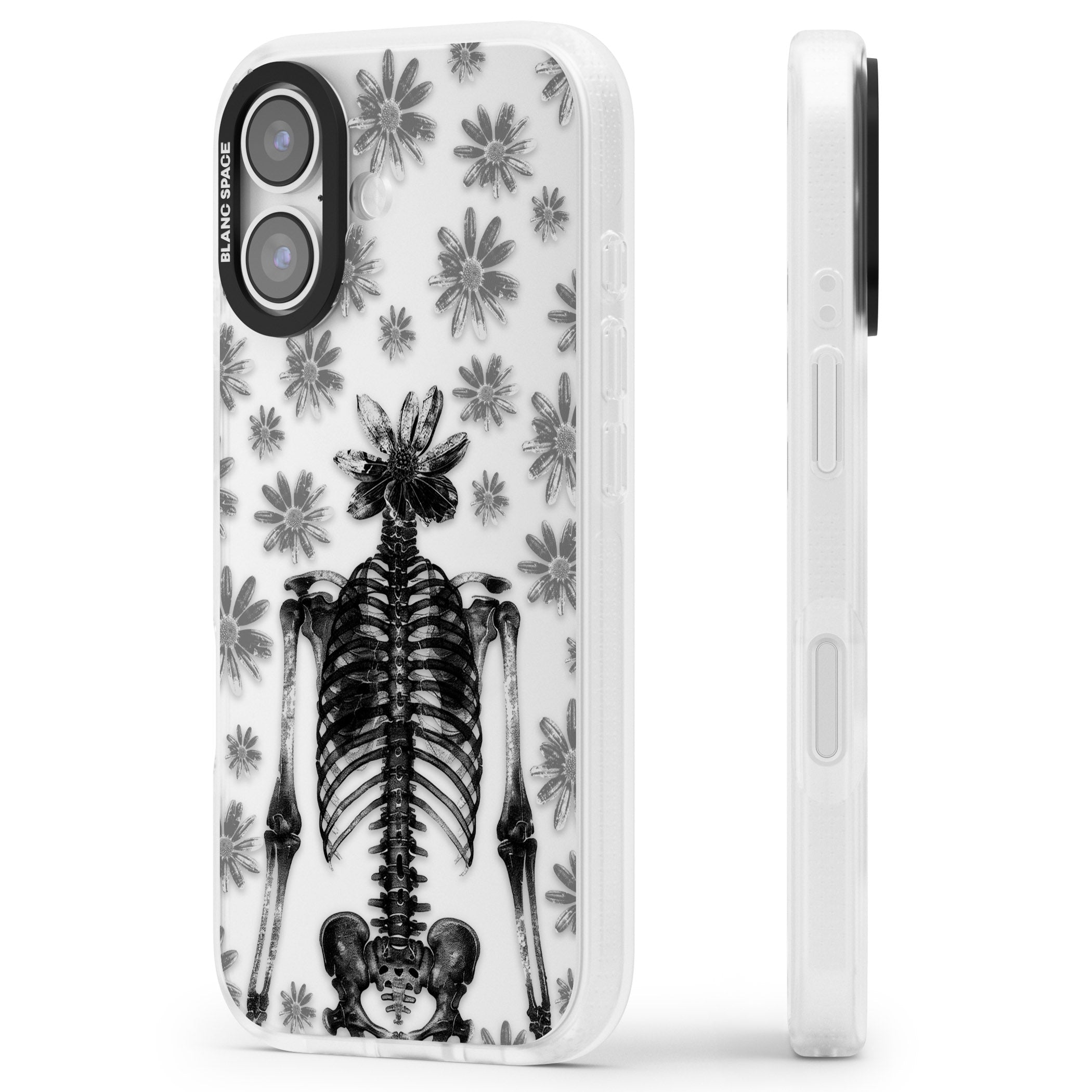 Skeleton Flower iPhone 17 Impact Air Clear Phone Case Side Profile