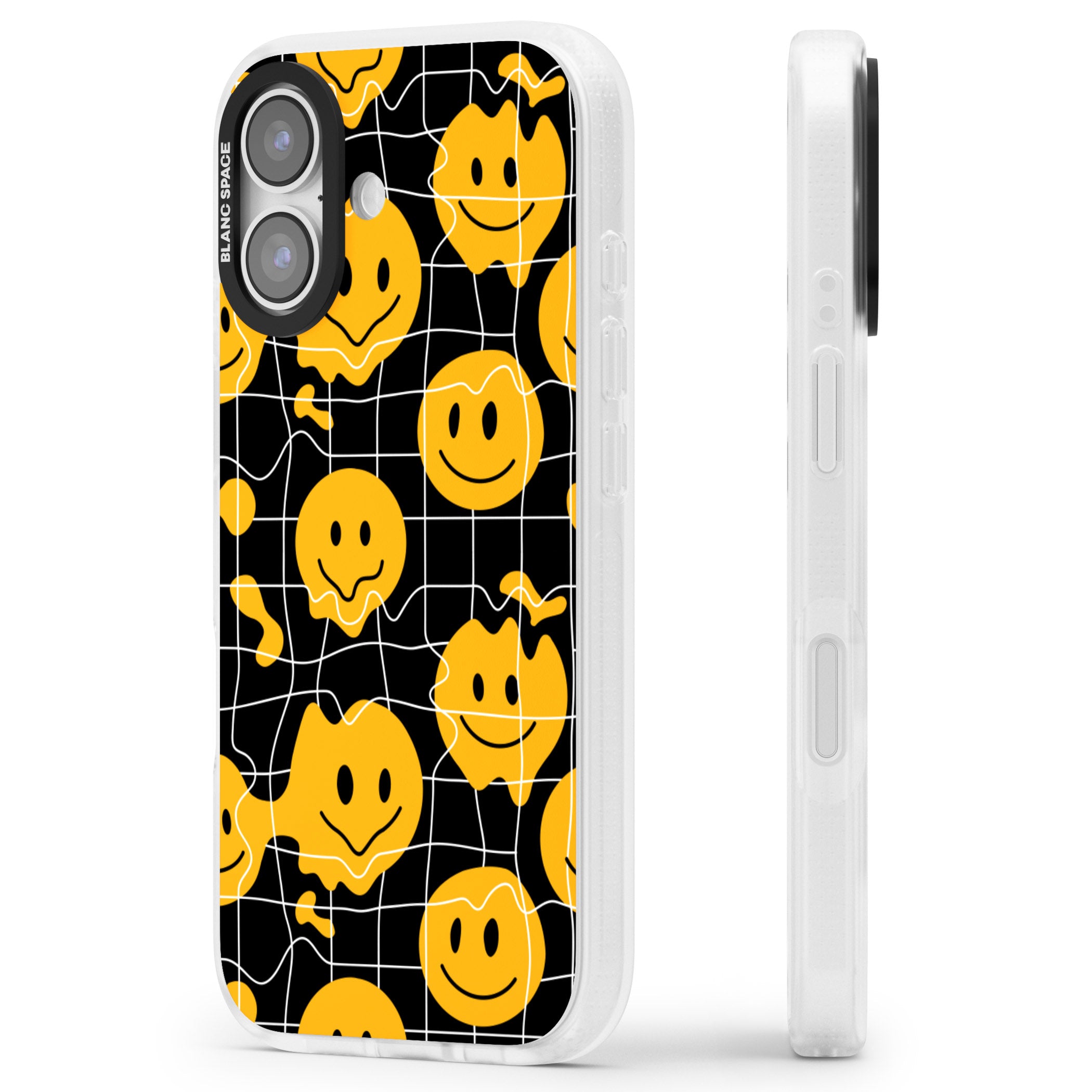 Acid Face Grid Pattern iPhone 17 Impact Air Clear Phone Case Side Profile