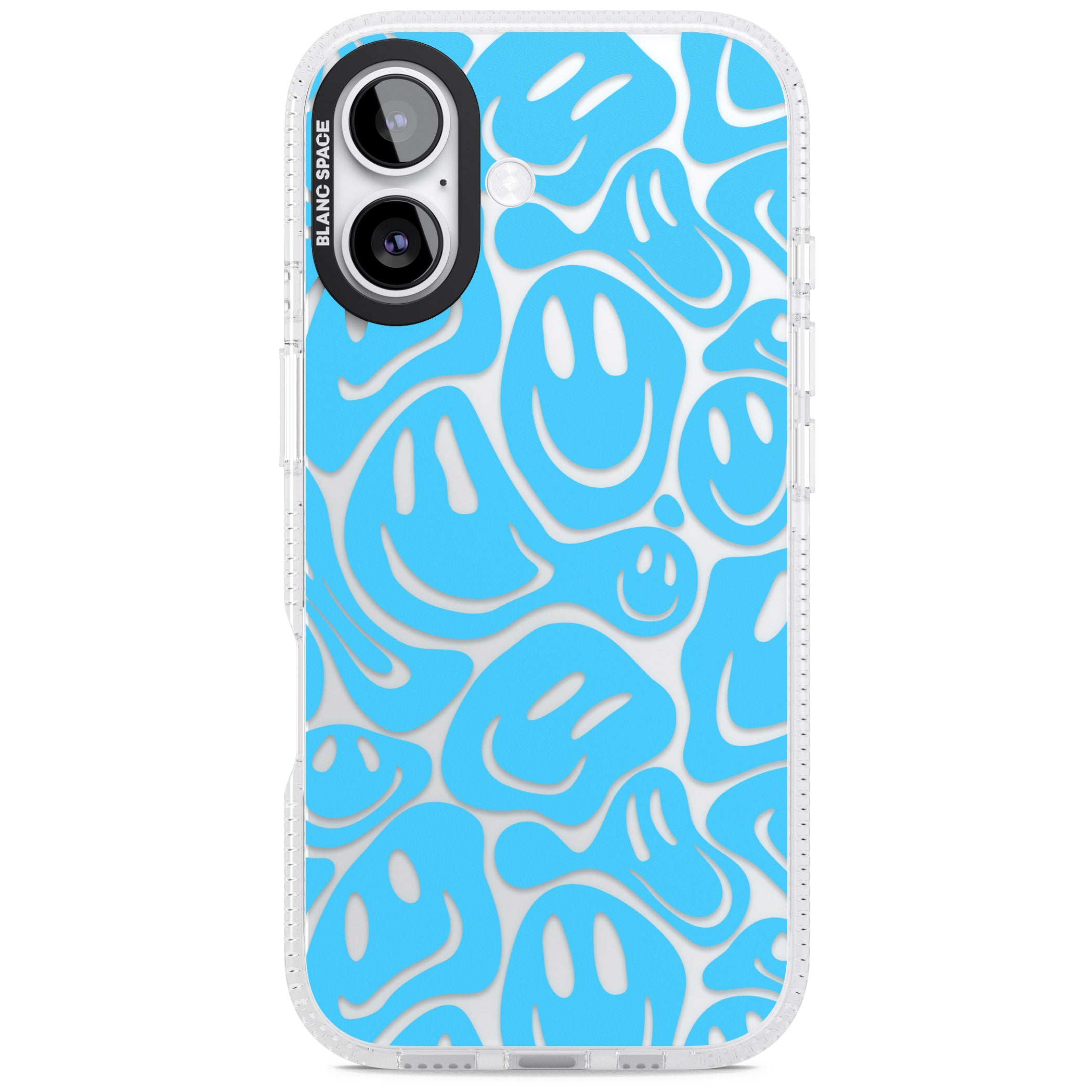 Blue Acid Faces iPhone 17 Impact Air Clear Phone Case