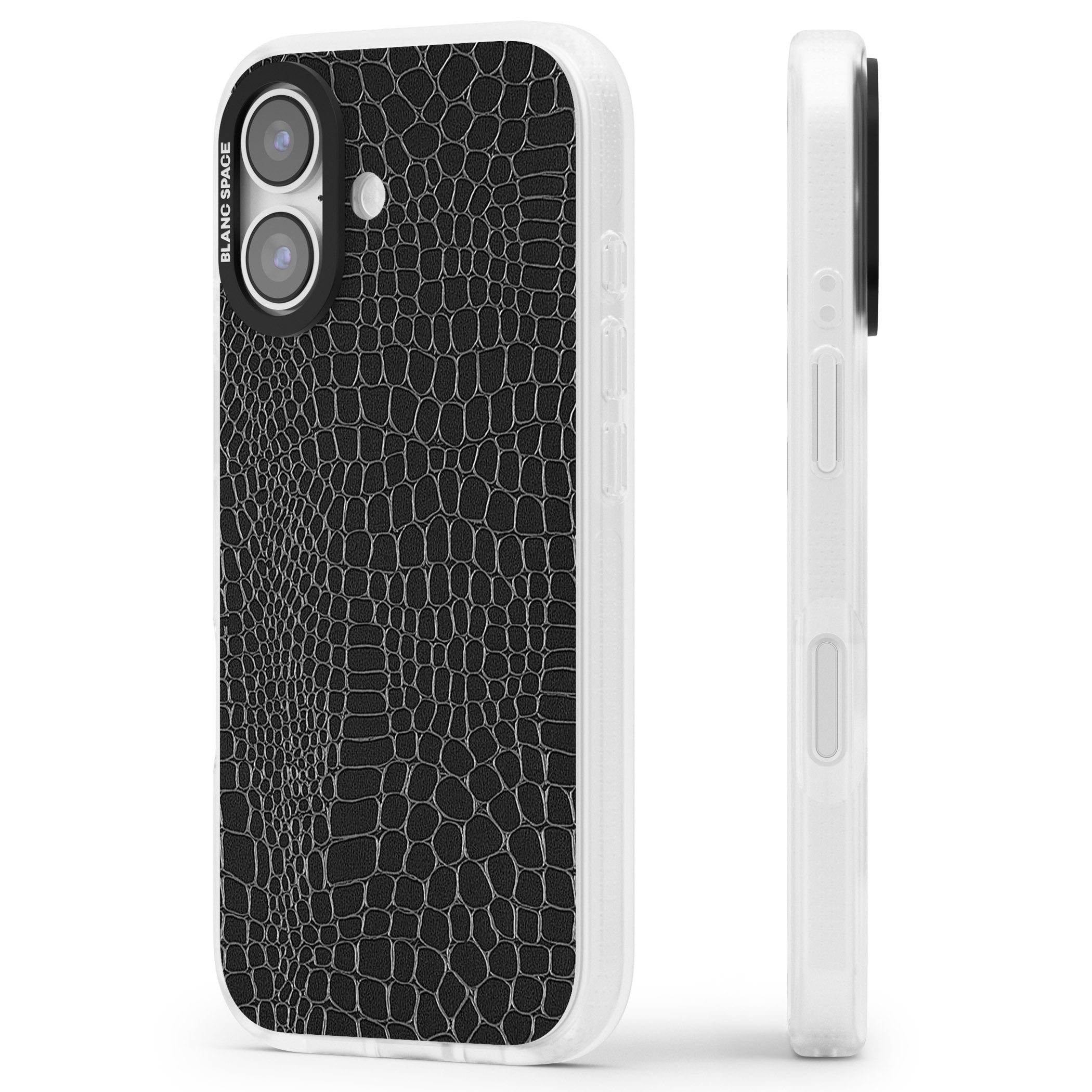 Black Snakeskin iPhone 17 Impact Air Clear Phone Case Side Profile