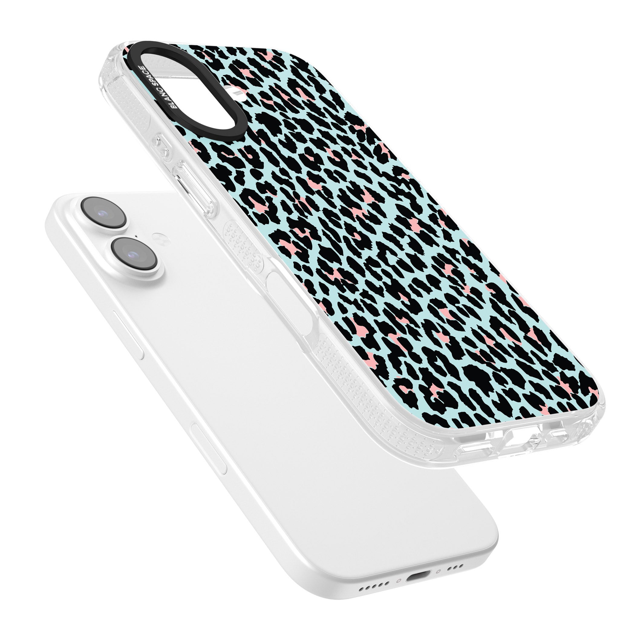 Pastel Blue & Pink Leopard Print iPhone 17 Impact Air Clear Phone Case Colours