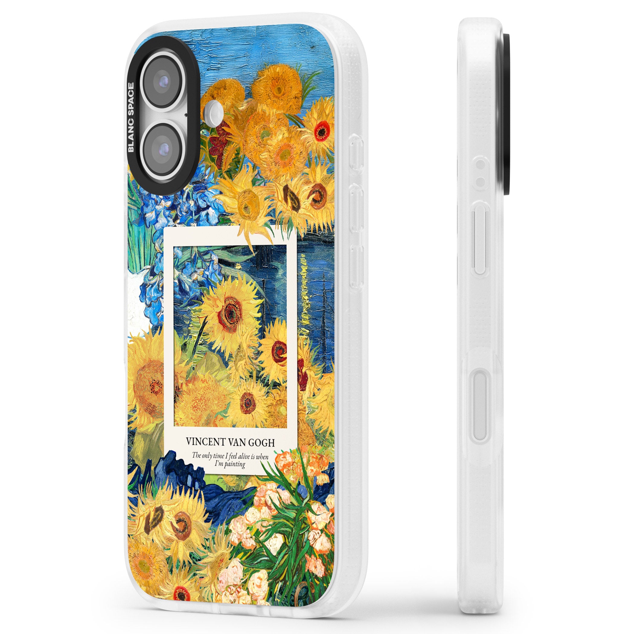 Van Gogh Sunflowers iPhone 17 Impact Air Clear Phone Case Side Profile