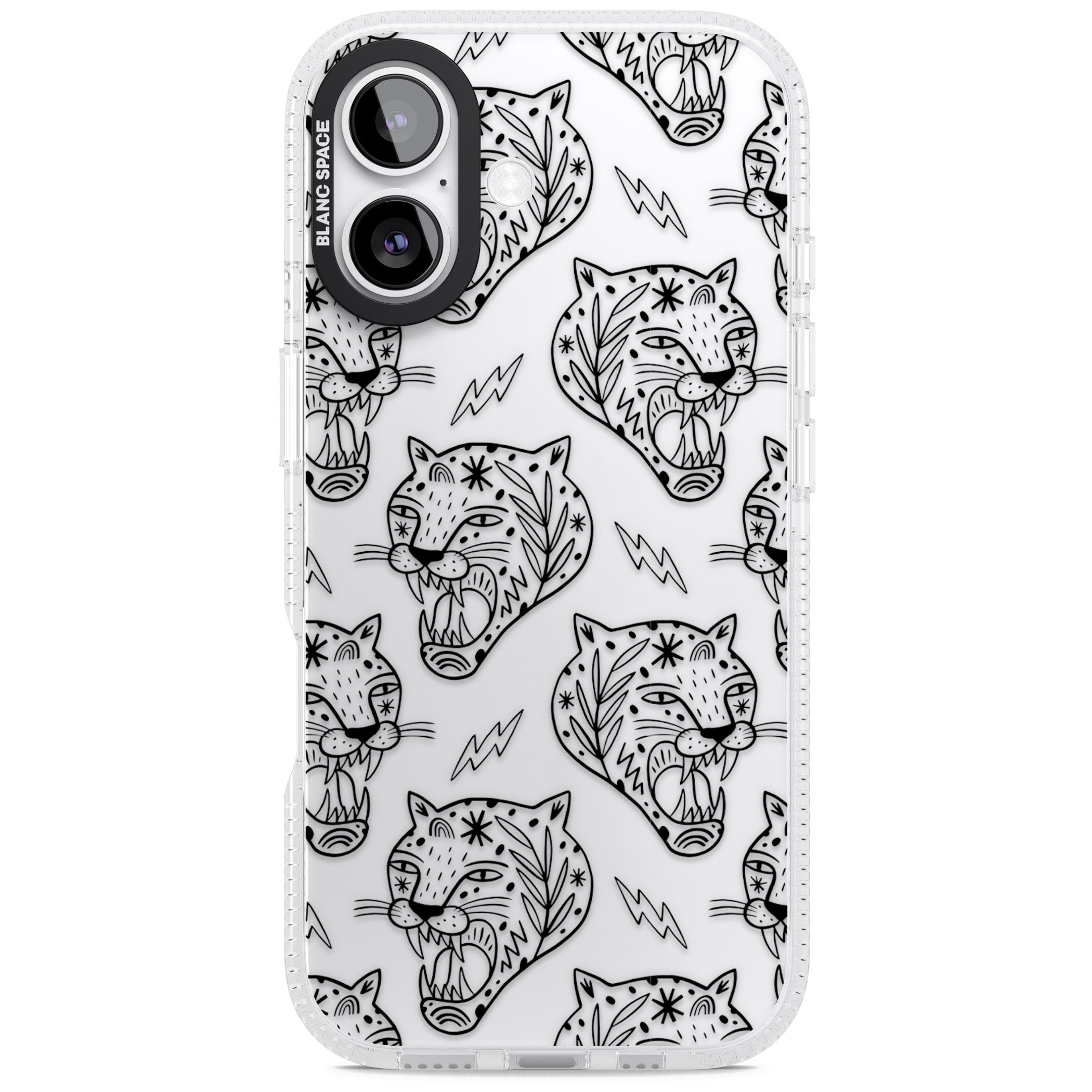 Black Tiger Roar Pattern iPhone 17 Impact Air Clear Phone Case