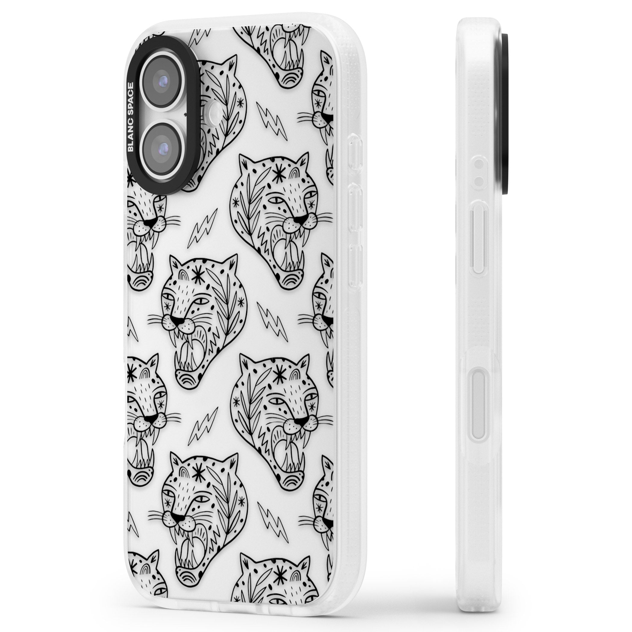 Black Tiger Roar Pattern iPhone 17 Impact Air Clear Phone Case Side Profile
