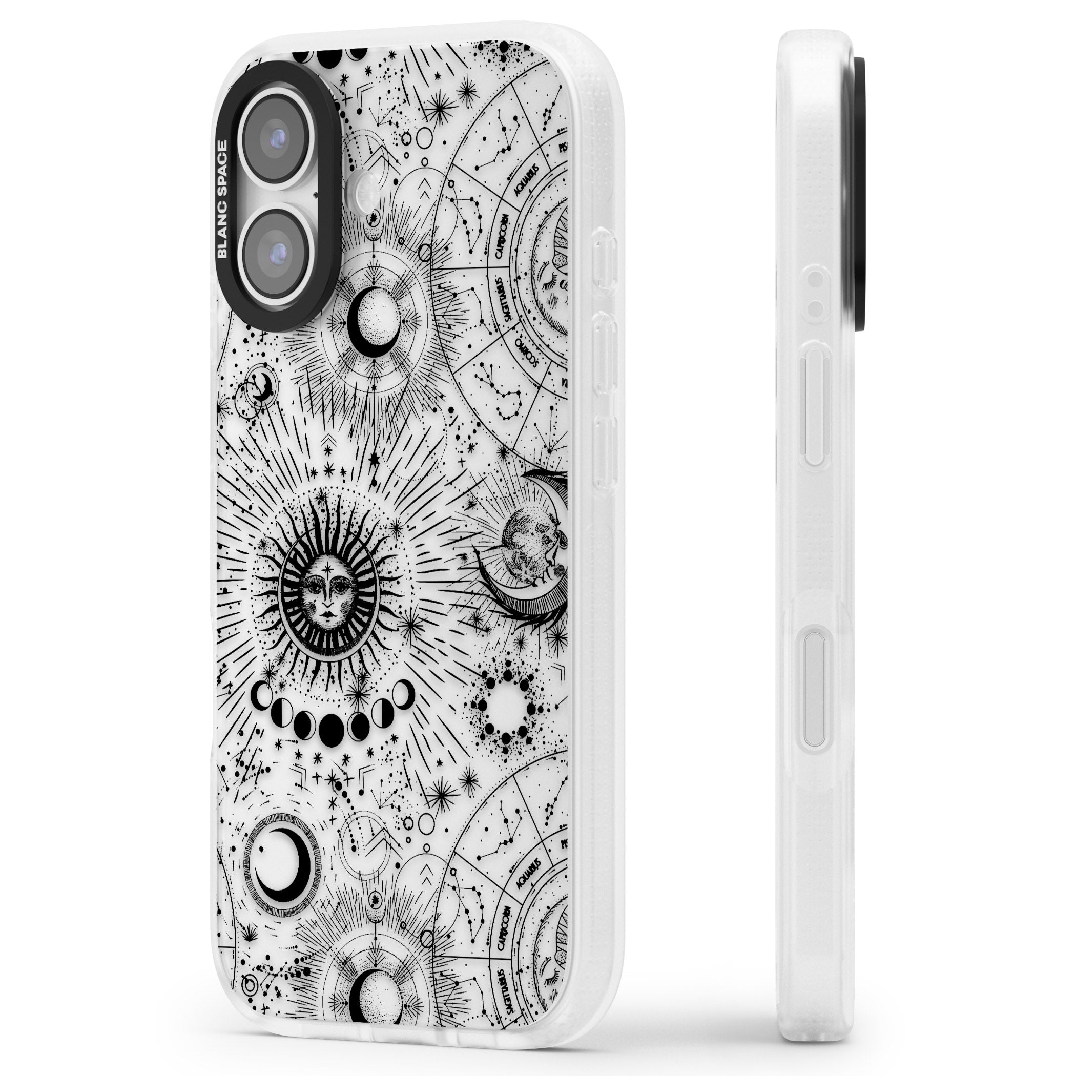 Suns & Zodiac Solar Chart iPhone 17 Impact Air Clear Phone Case Side Profile